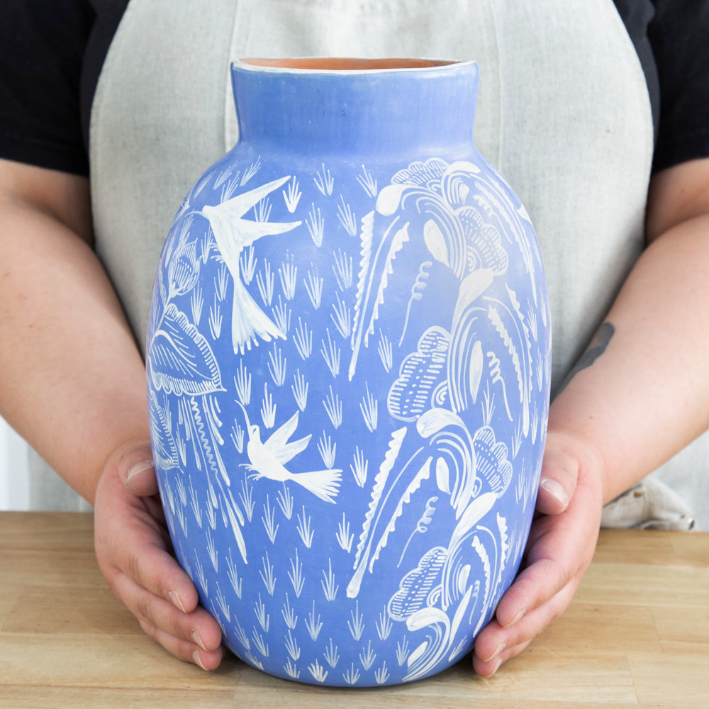 Huancito Sky Blue Floral Vase