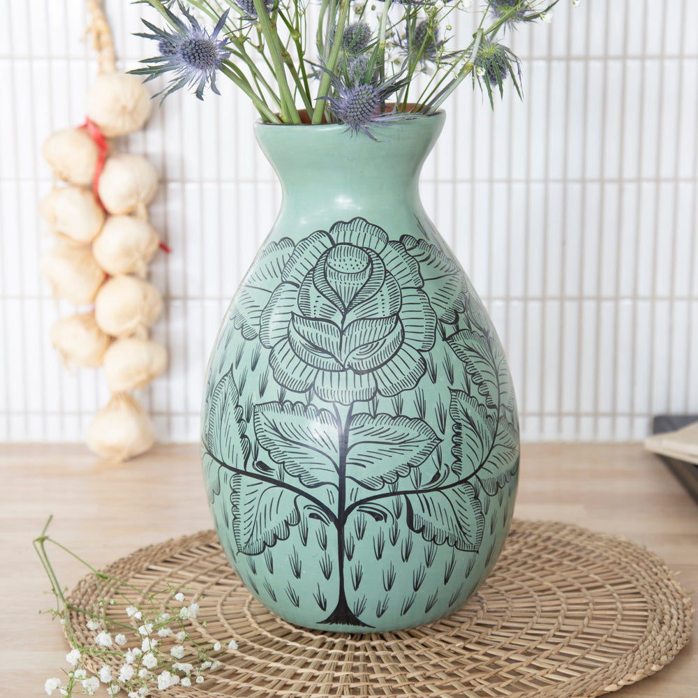 Huancito Pistachio Floral Vase