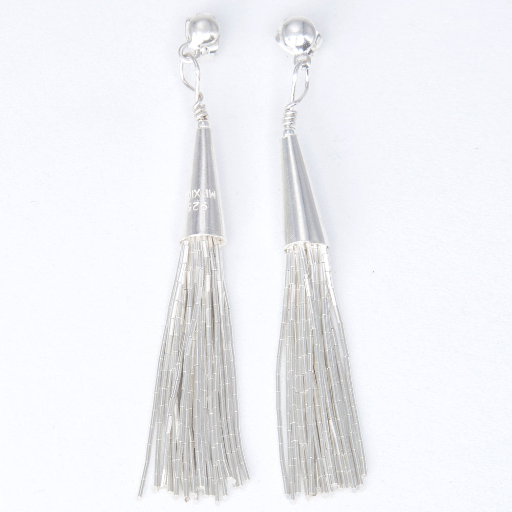 Sterling Silver Tassel Liquid Silver Earrings