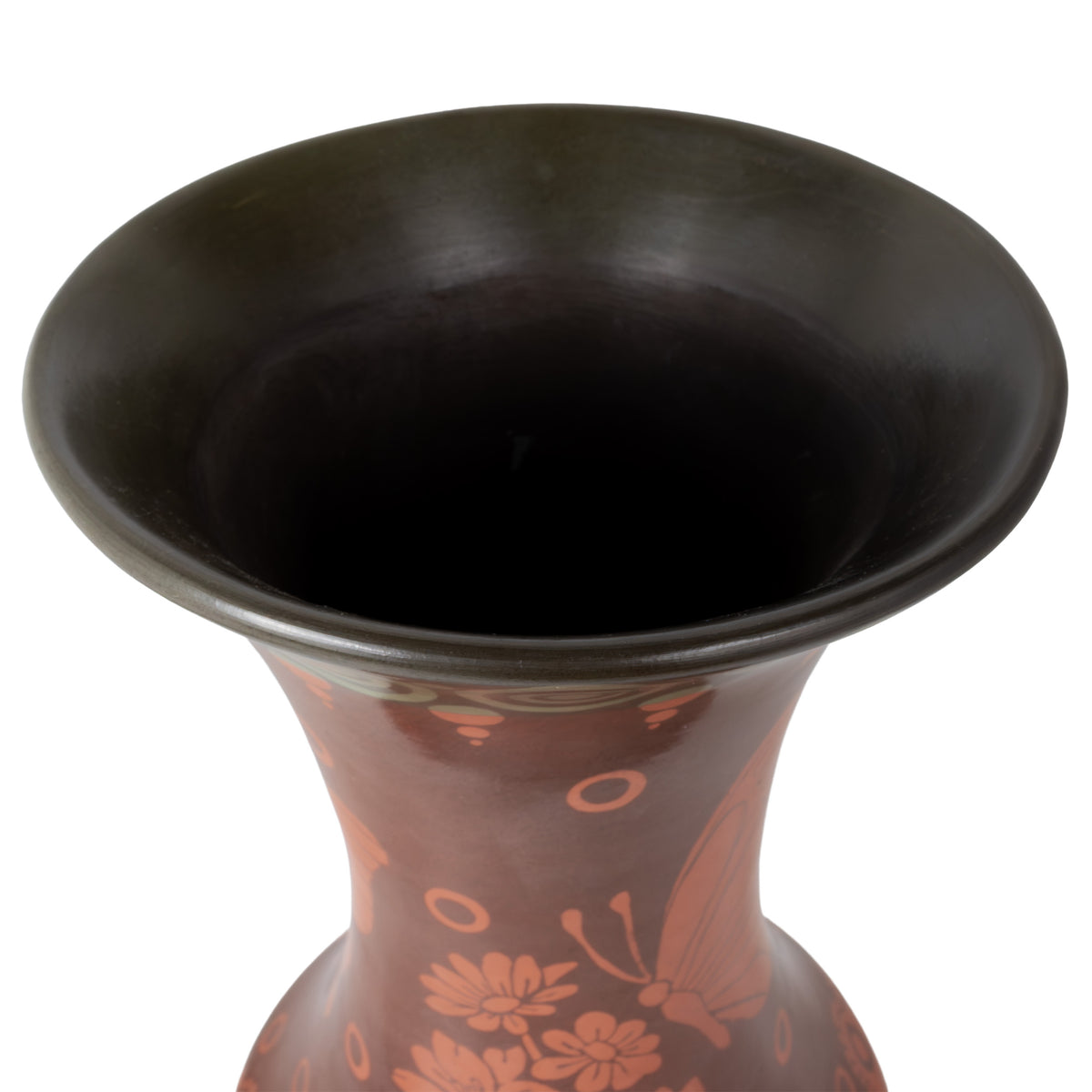 Zinapécuaro Floral Parákata Hourglass Ceramic Vase