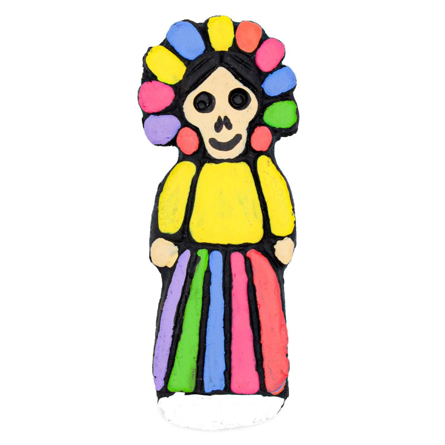 Adelita Calavera Skull Clay Hand-Painted Magnet