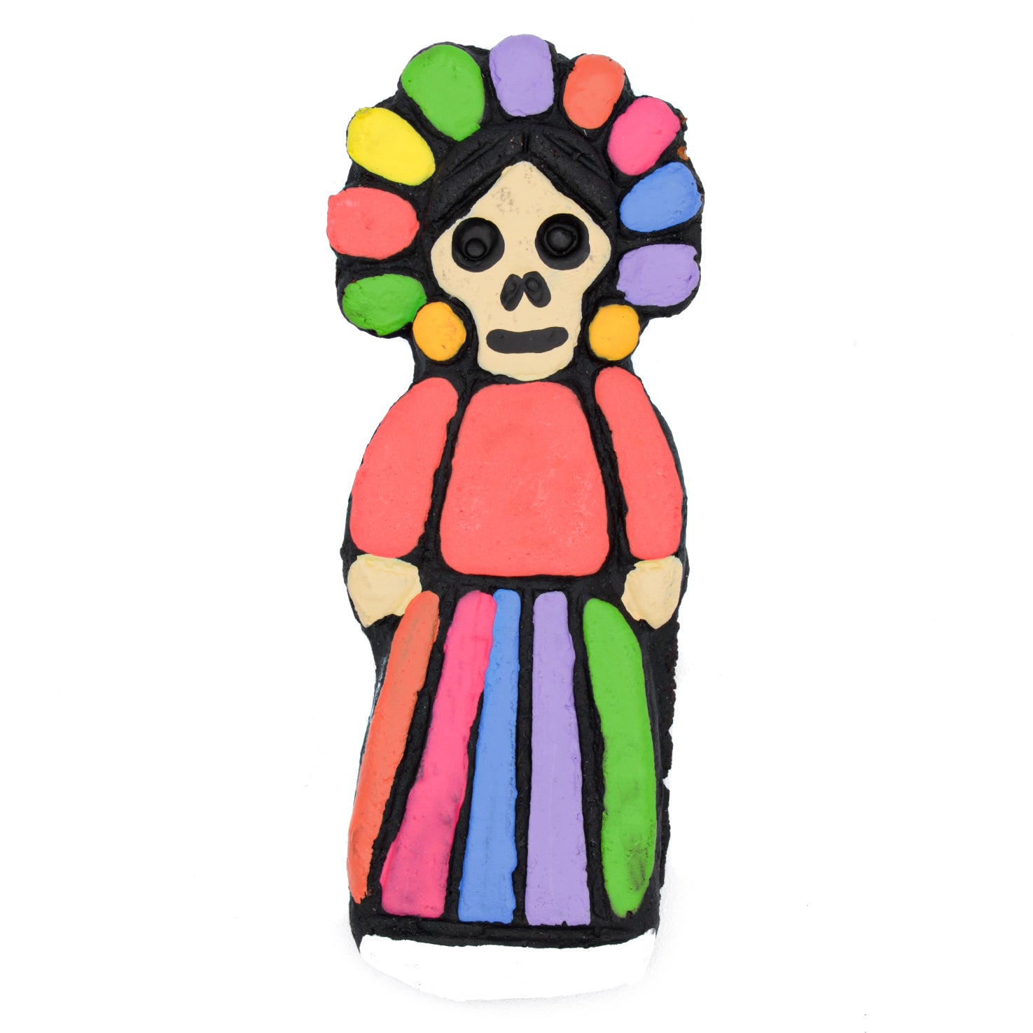 Adelita Calavera Skull Clay Hand-Painted Magnet