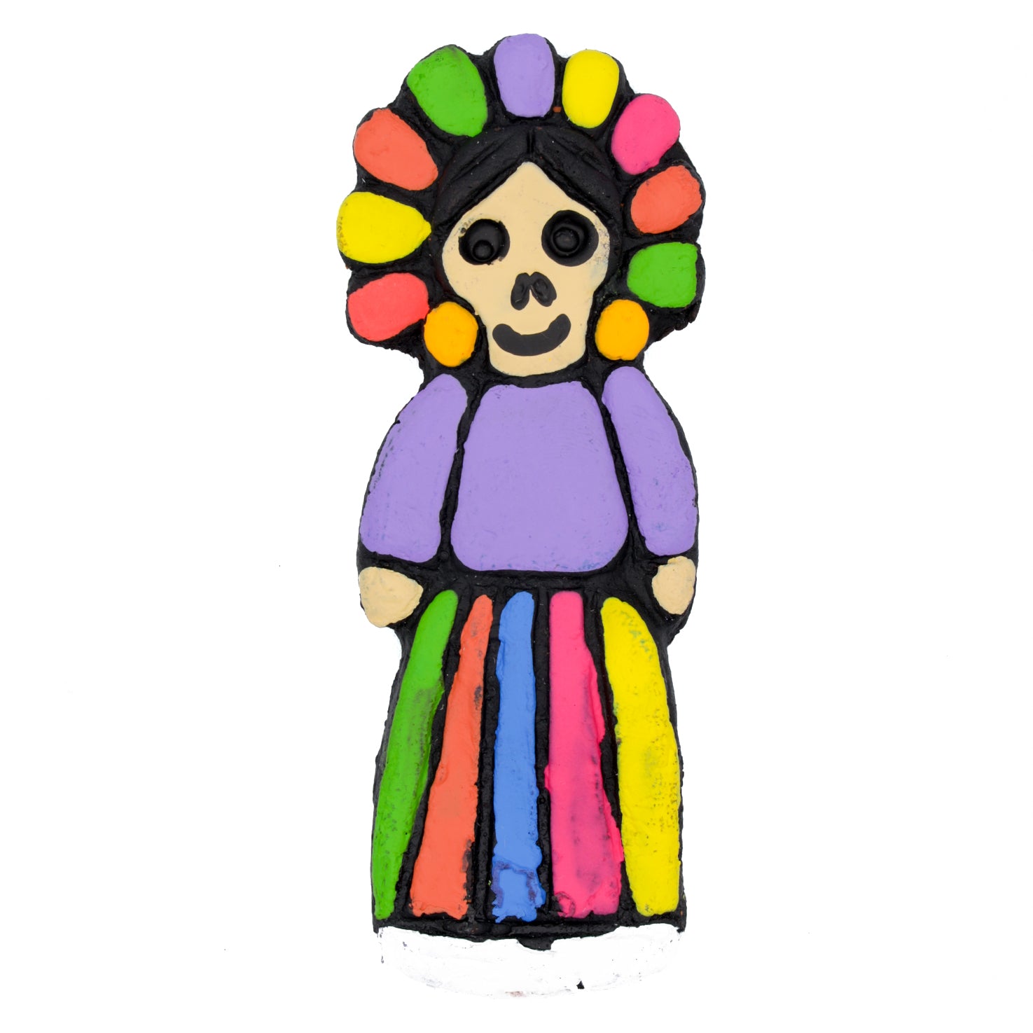 Adelita Calavera Skull Clay Hand-Painted Magnet