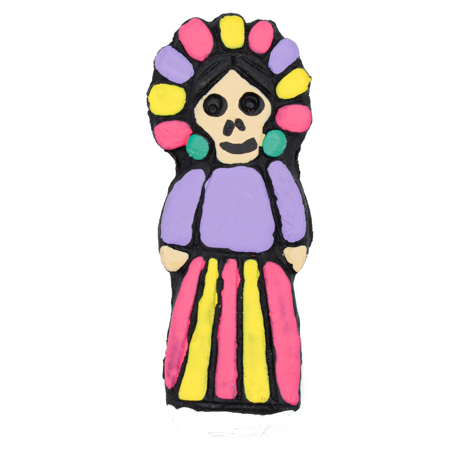 Adelita Calavera Skull Clay Hand-Painted Magnet