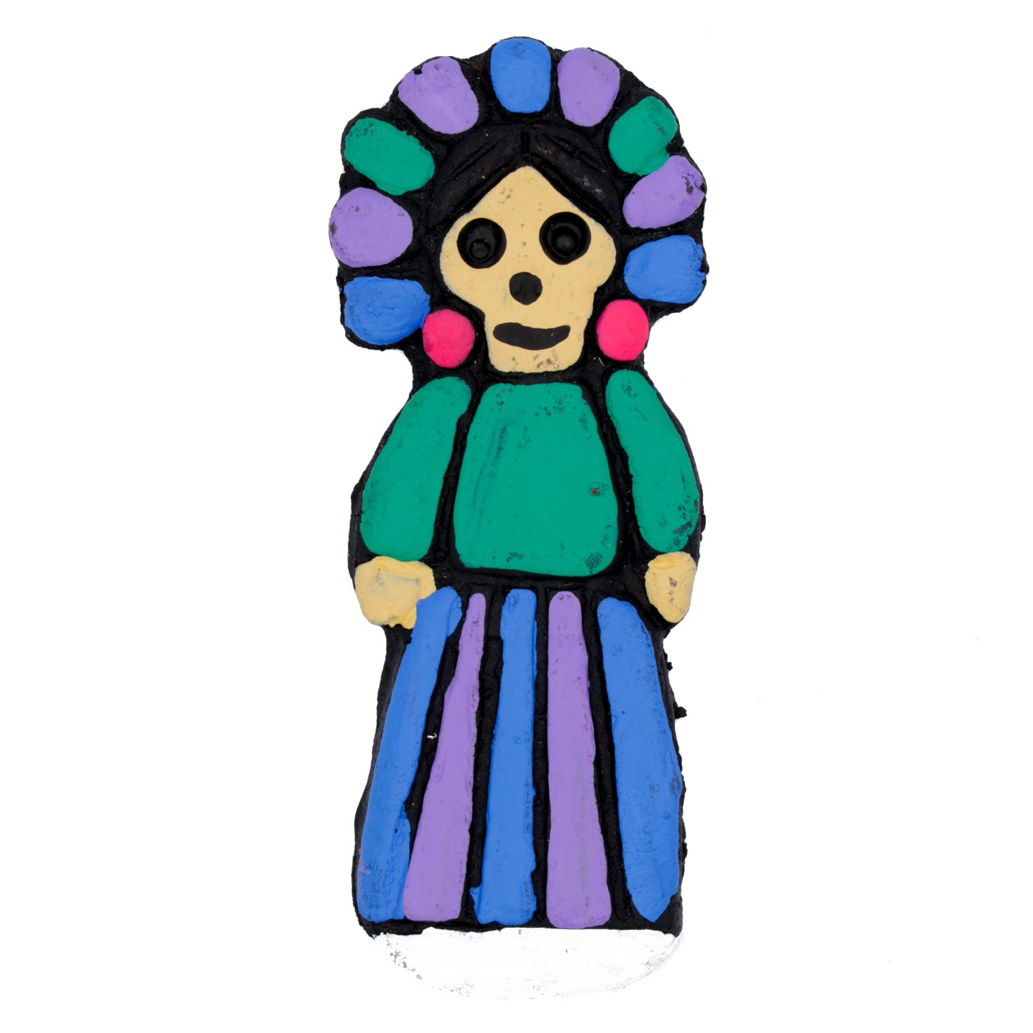 Adelita Calavera Skull Clay Hand-Painted Magnet