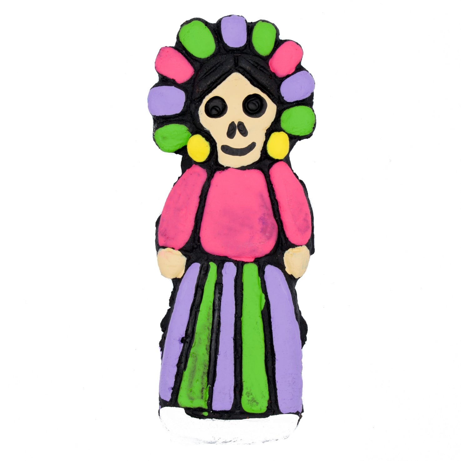 Adelita Calavera Skull Clay Hand-Painted Magnet