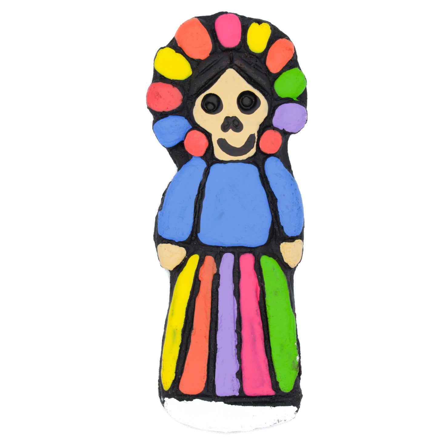 Adelita Calavera Skull Clay Hand-Painted Magnet