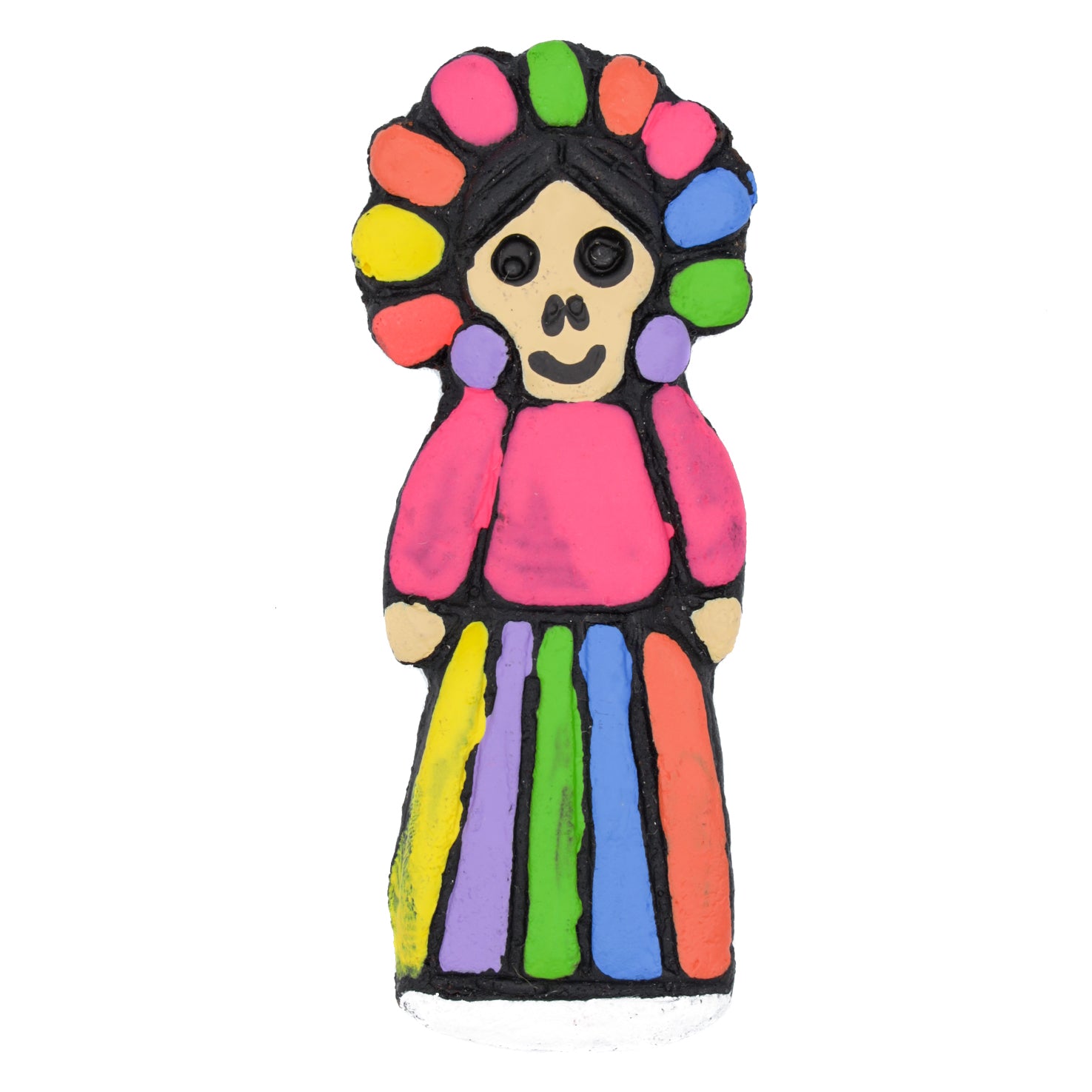 Adelita Calavera Skull Clay Hand-Painted Magnet