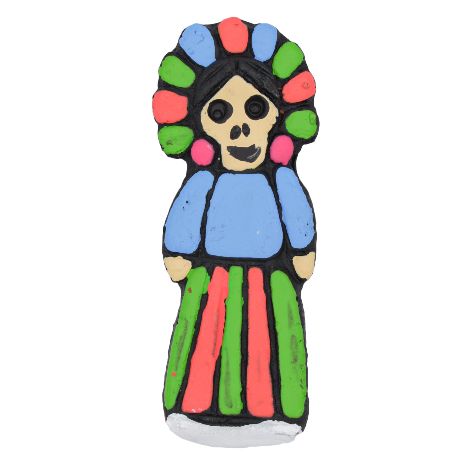 Adelita Calavera Skull Clay Hand-Painted Magnet