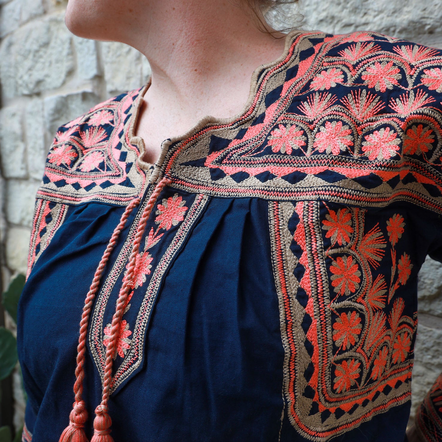Xuuxy Embroidered 3/4 Sleeve Blouse | Lolo Mexican Mercadito