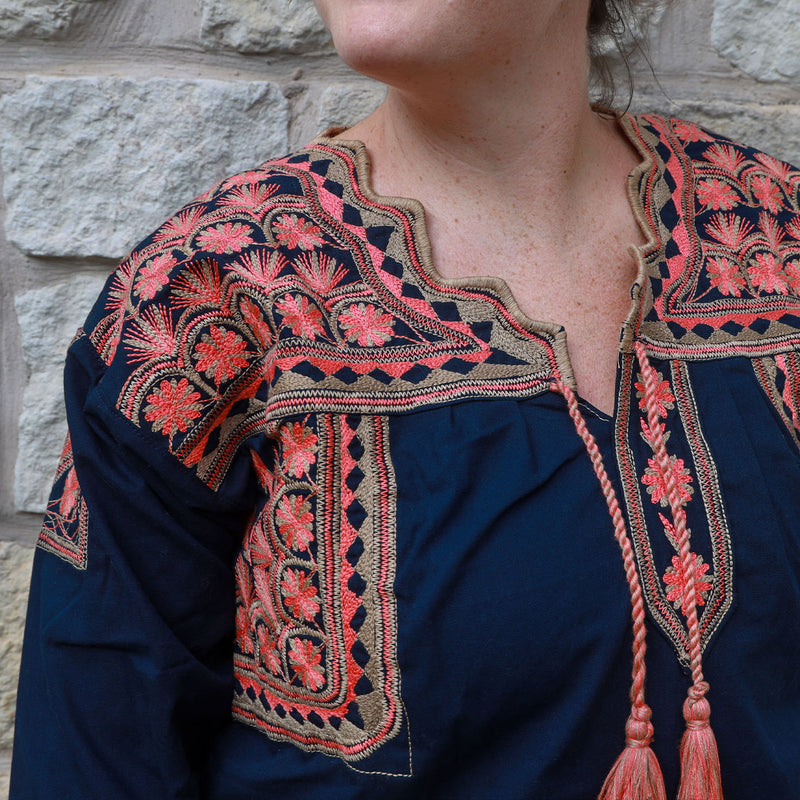 Xuuxy Embroidered 3/4 Sleeve Blouse