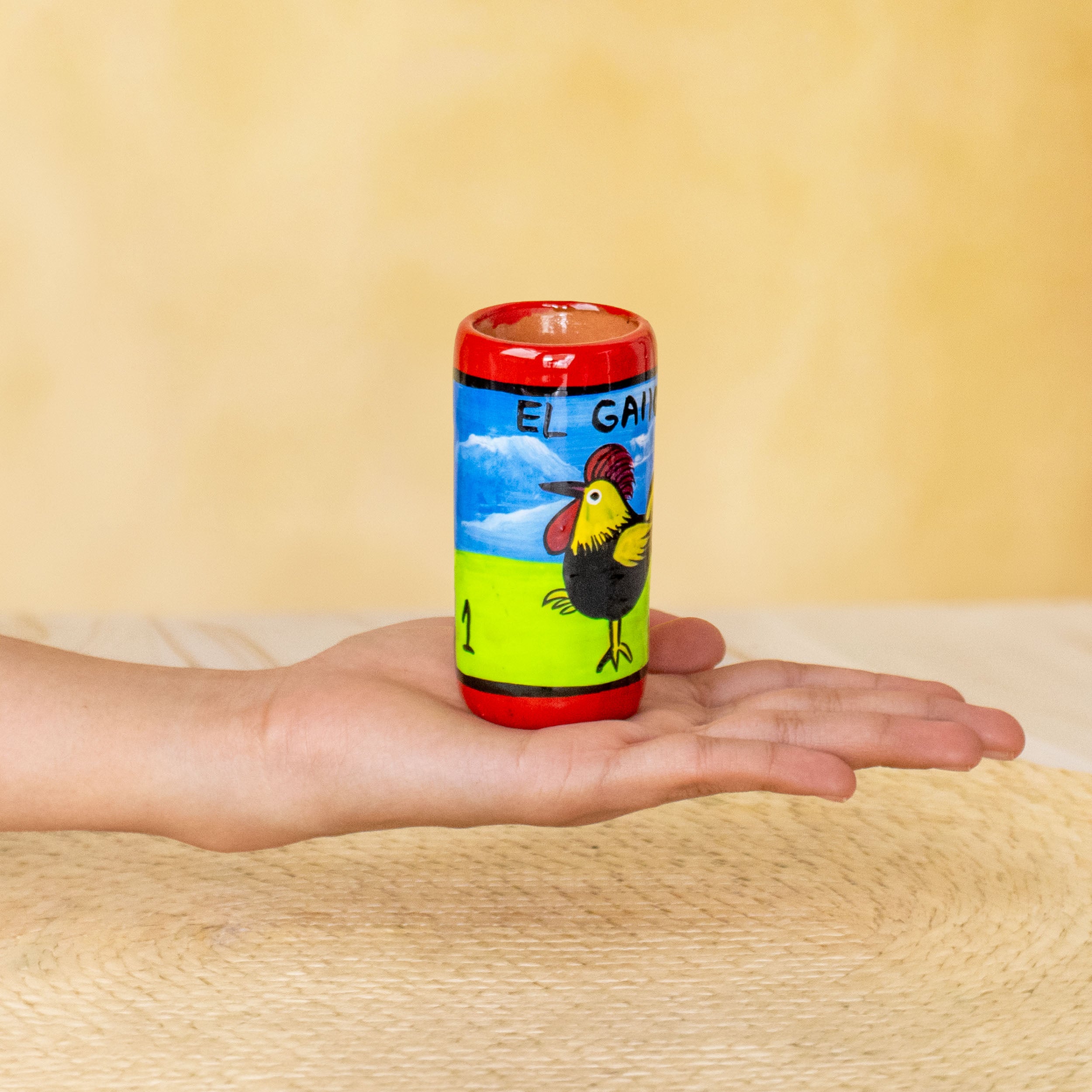 Lotería Hand-painted Clay Shot Glass | Lolo Mexican Mercadito