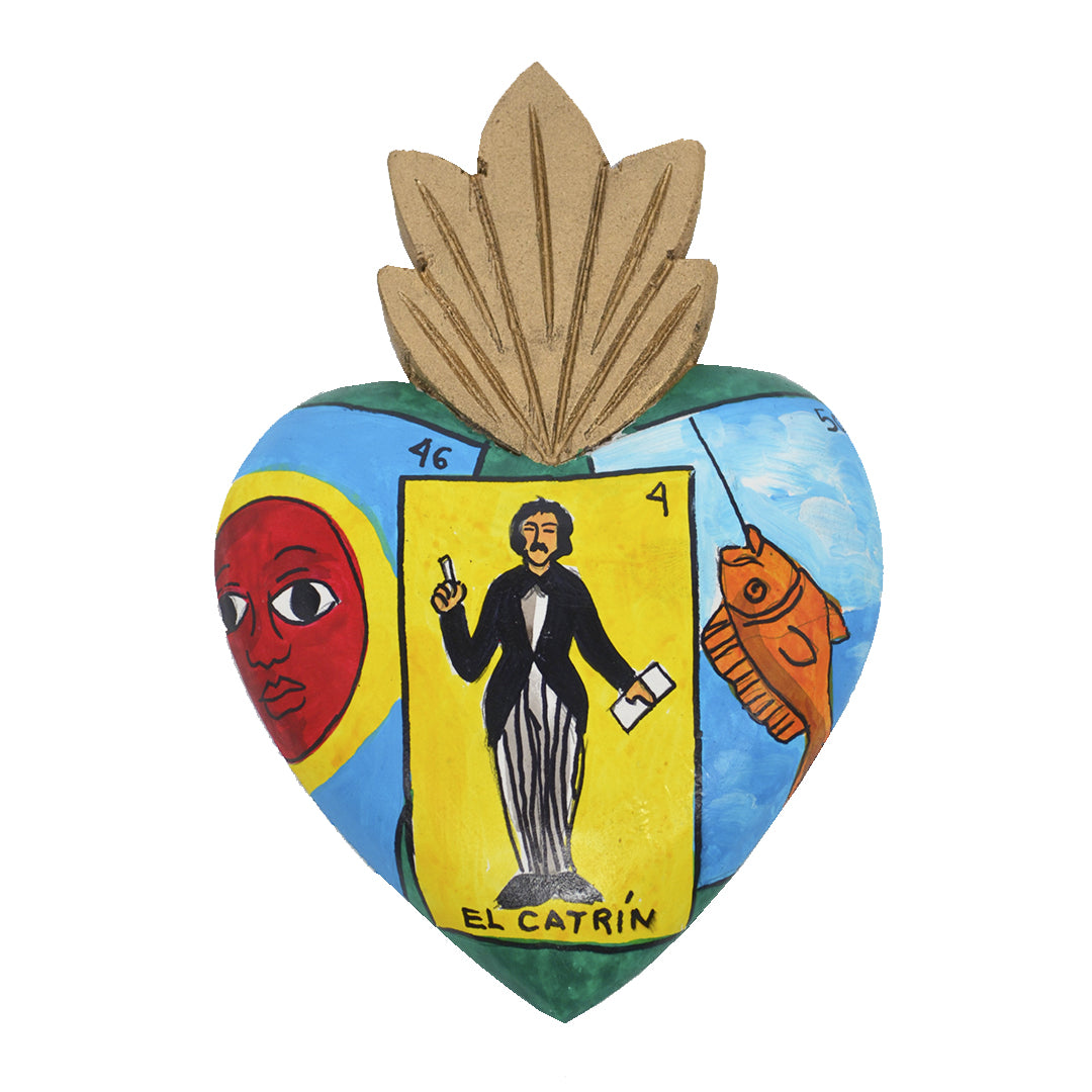 Lotería Wall Art Wooden Heart | Lolo Mexican Mercadito Lotería Wall Art Wooden Heart | Lolo Mexican Mercadito