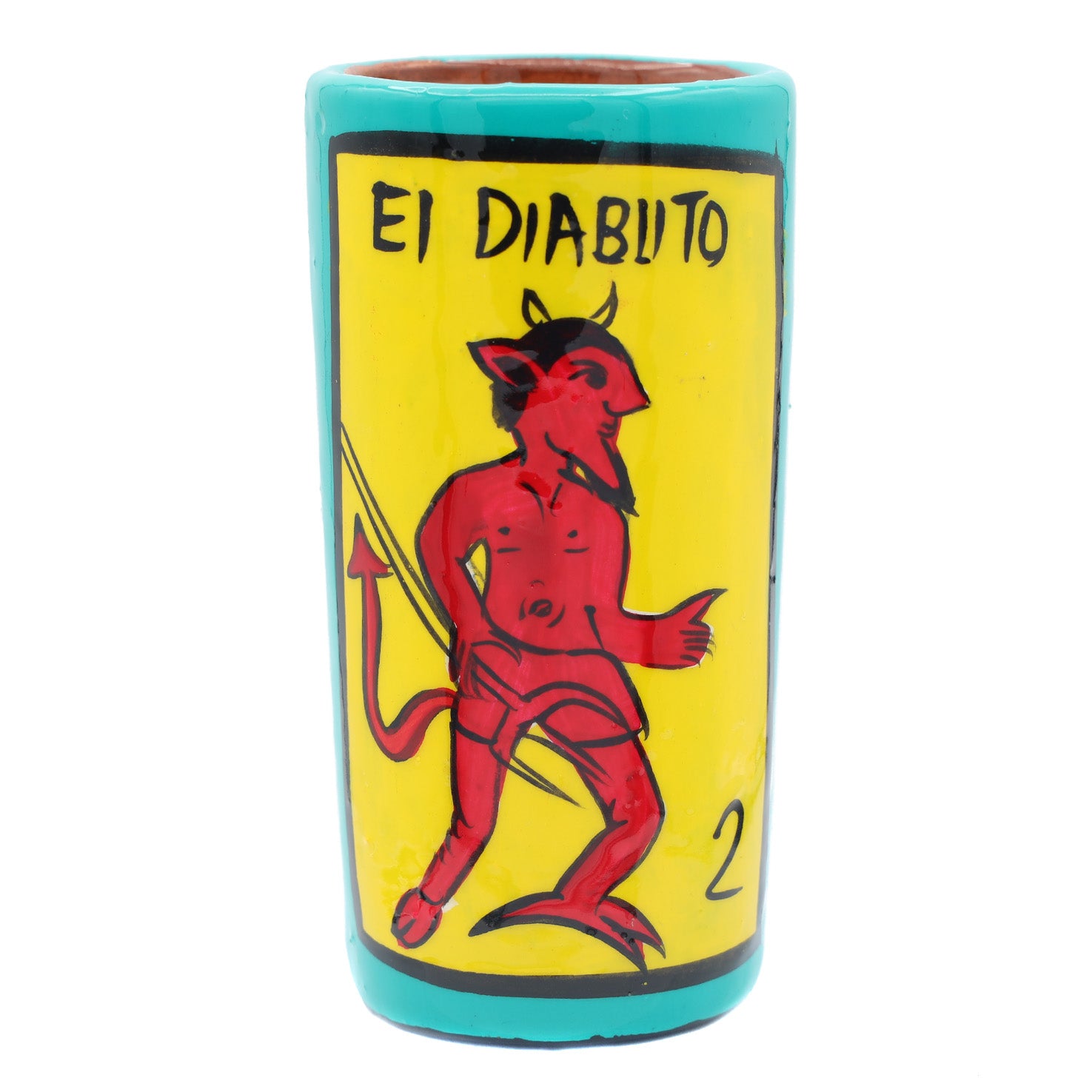 Lotería Hand-painted Clay Shot Glass