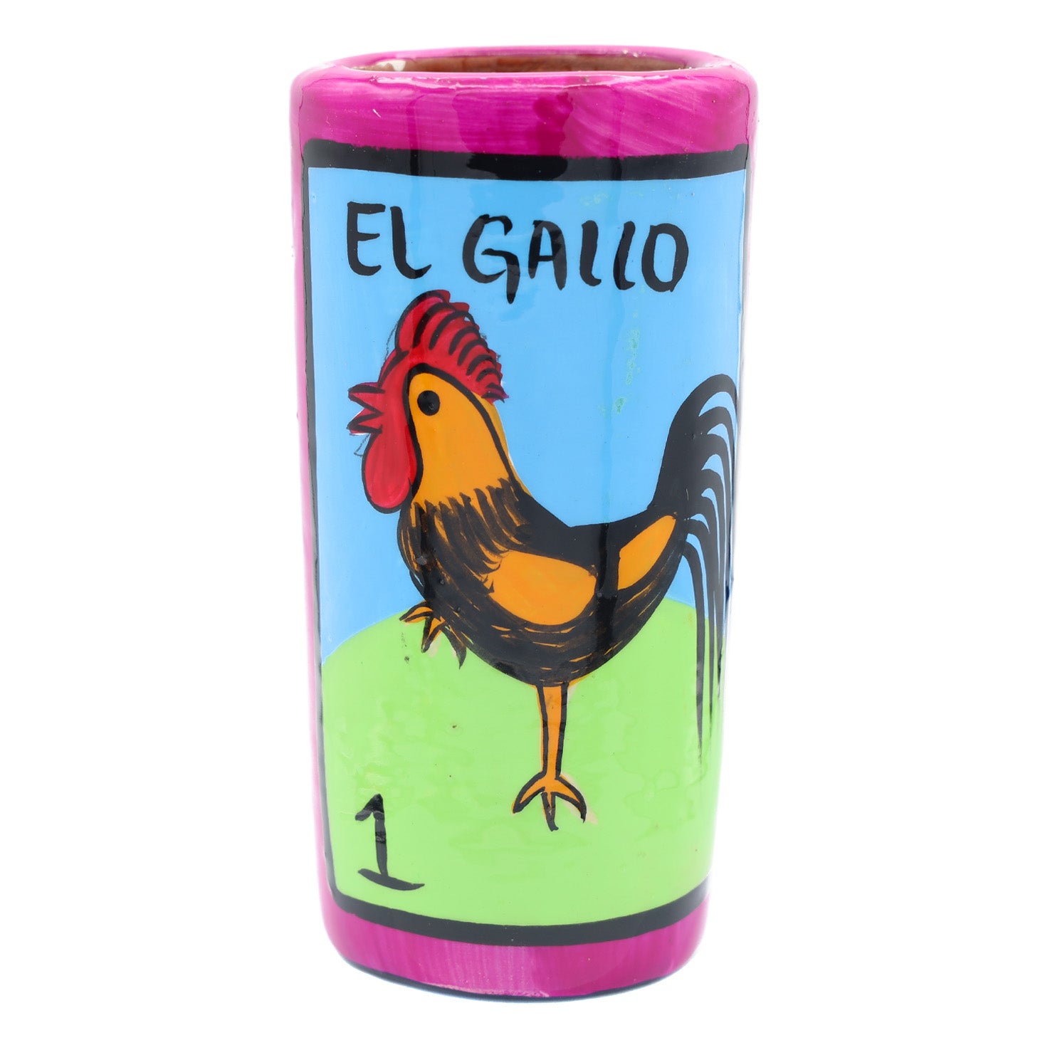 Lotería Hand-painted Clay Shot Glass