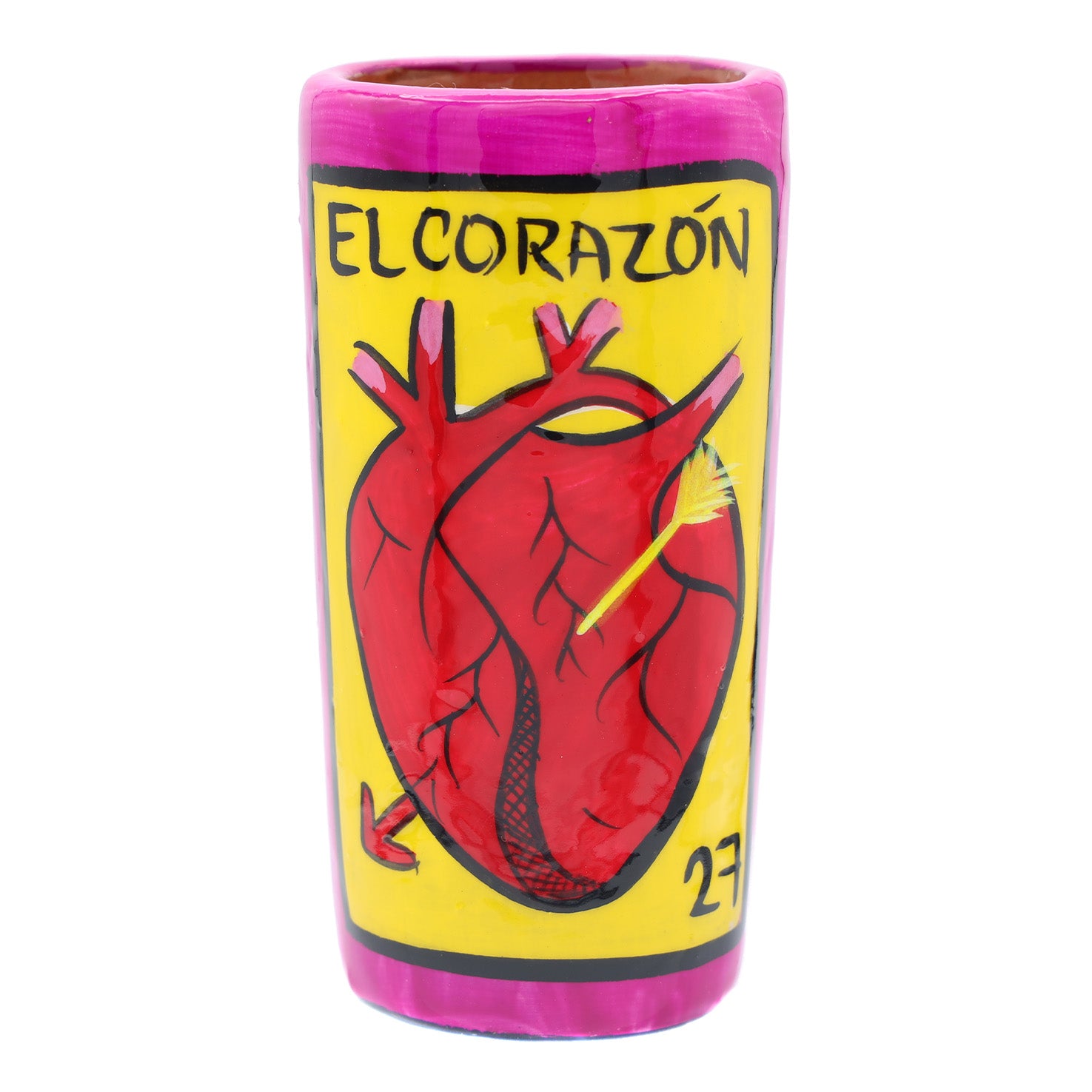 Lotería Hand-painted Clay Shot Glass