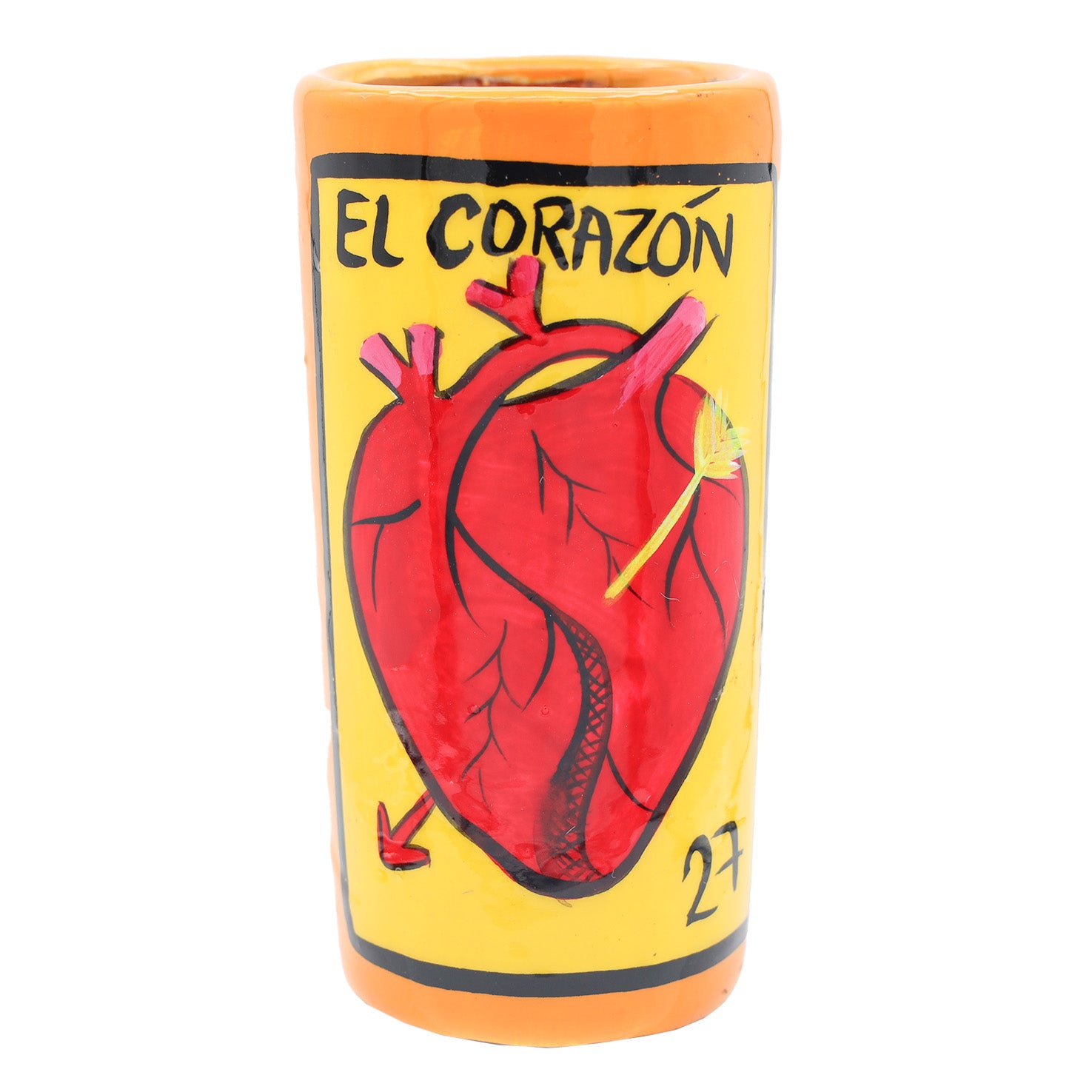 Lotería Hand-painted Clay Shot Glass