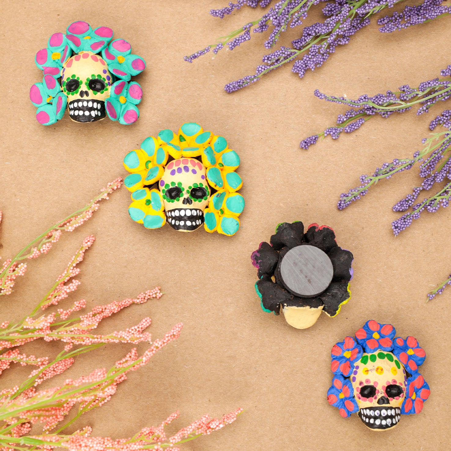 Floral Crown Sugar Skull Magnet