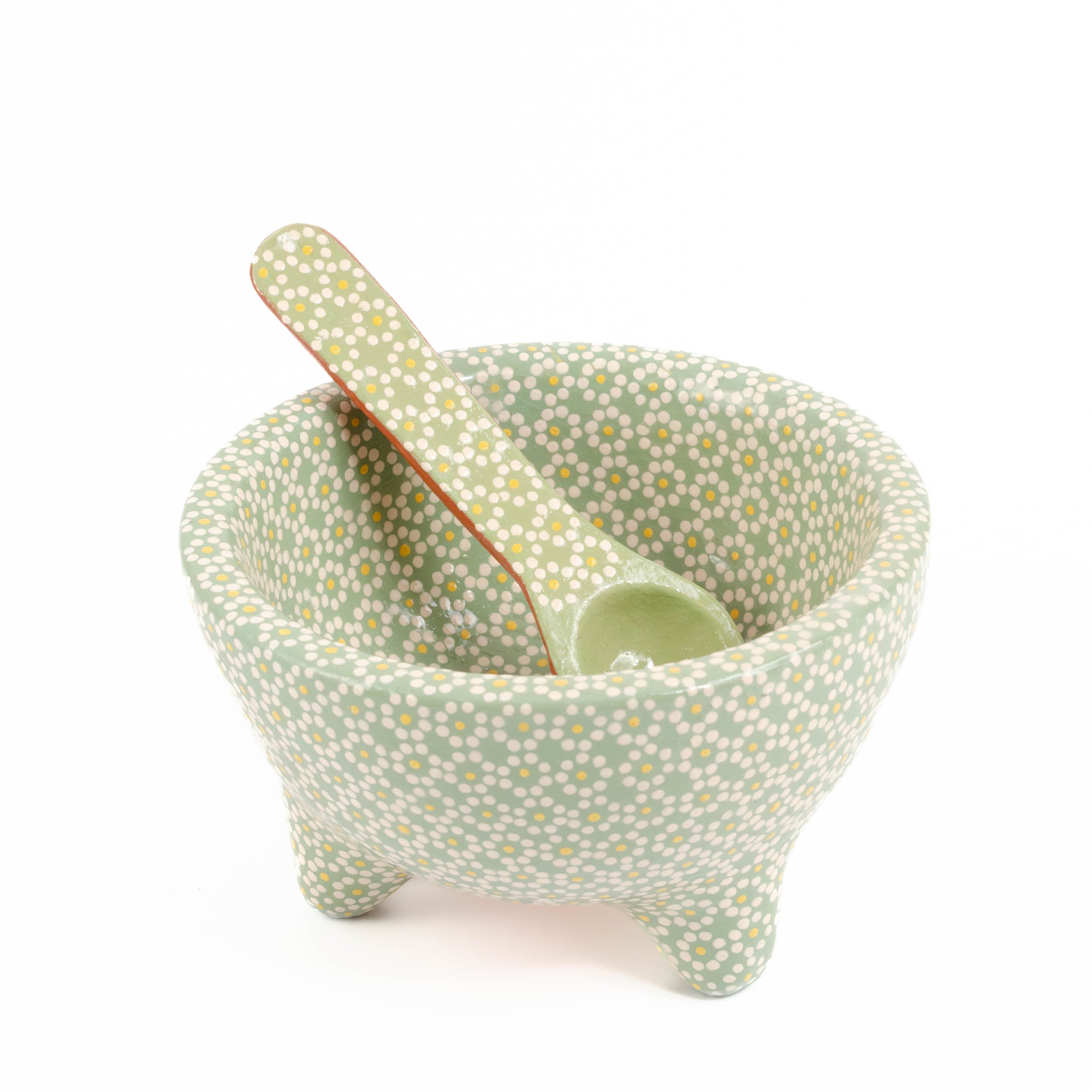 Small Capula Molcajete Clay Bowl and Matching Spoon