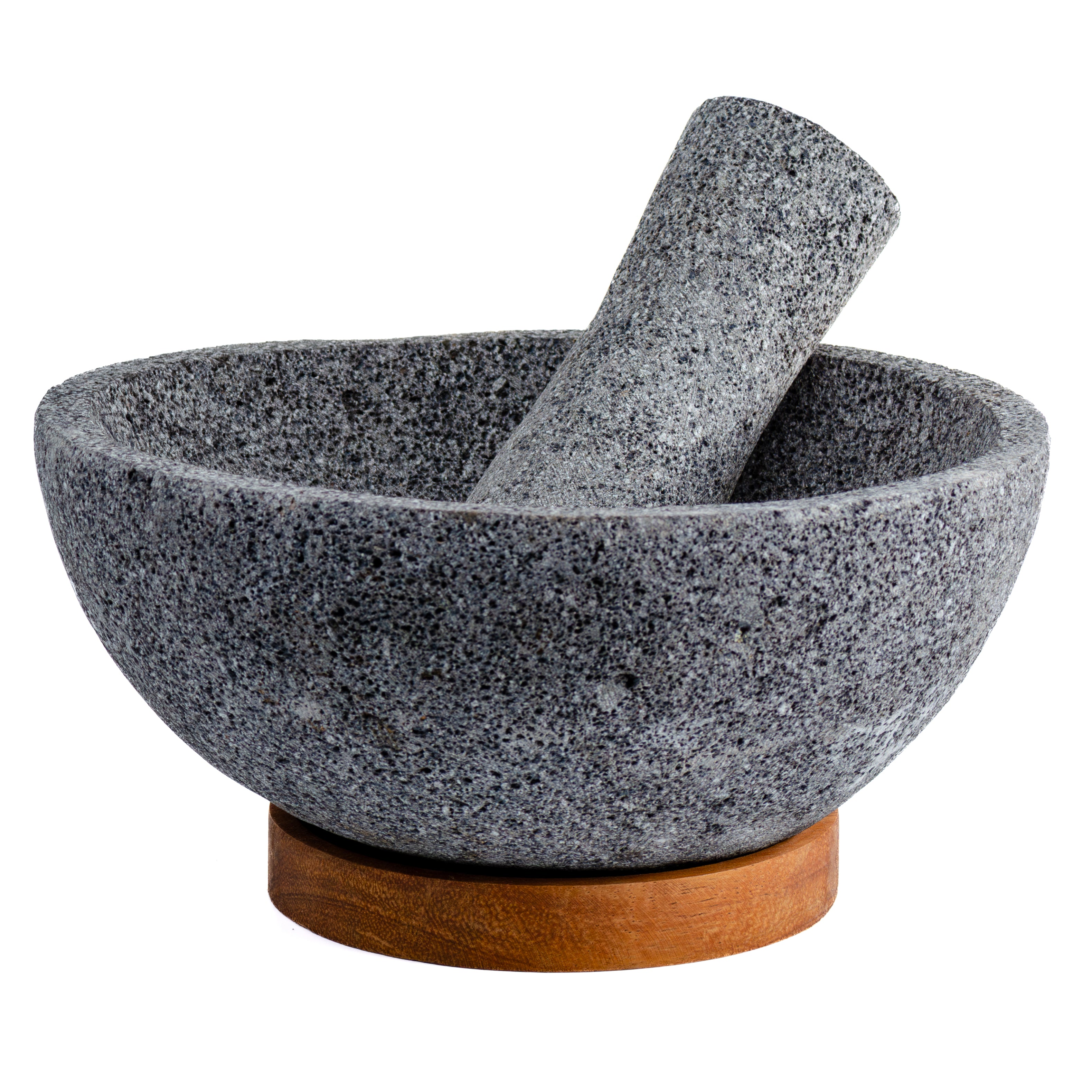Volcanic Stone Molcajete with Wooden Base