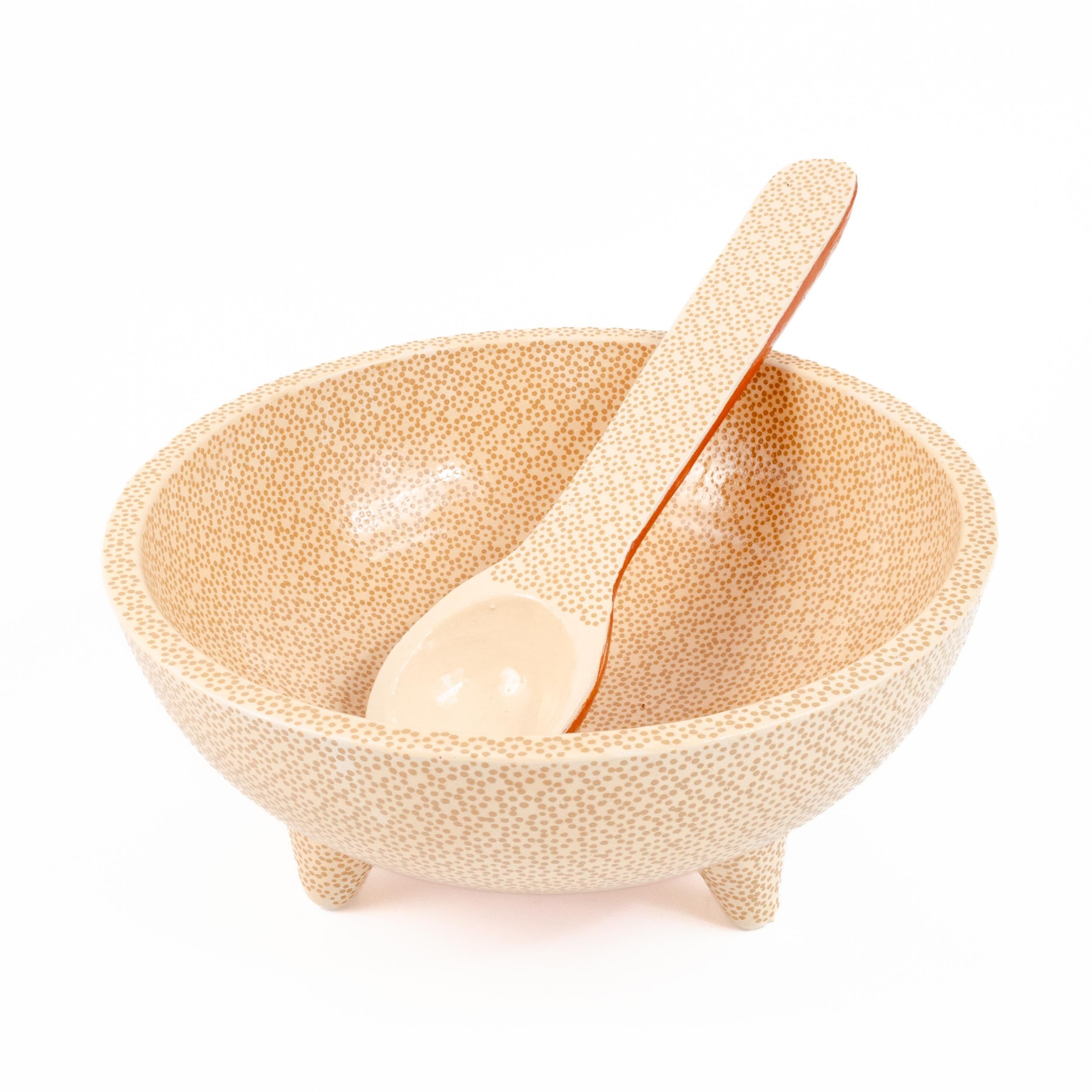 Large Capula Clay Molcajete Bowl and Matching Spoon