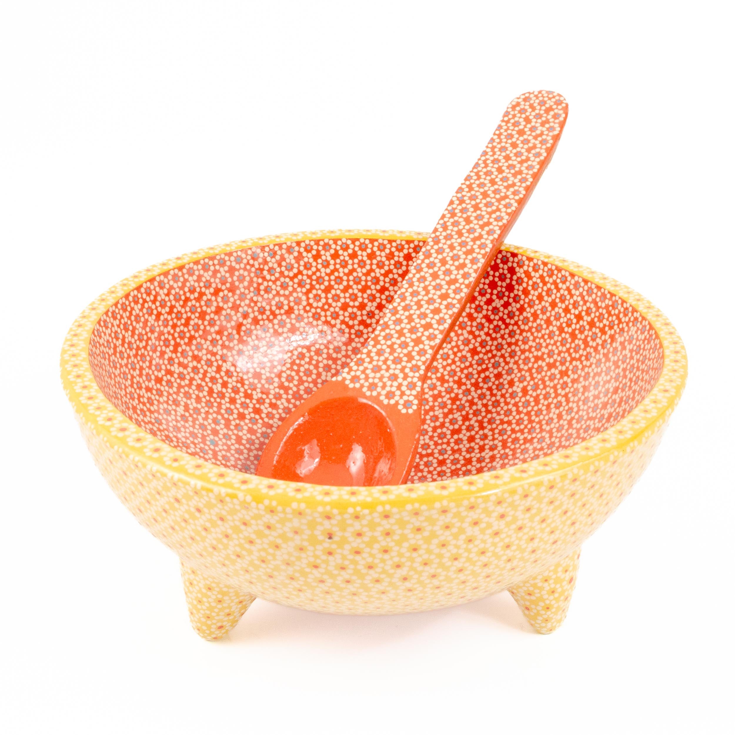 Large Capula Clay Molcajete Bowl and Matching Spoon