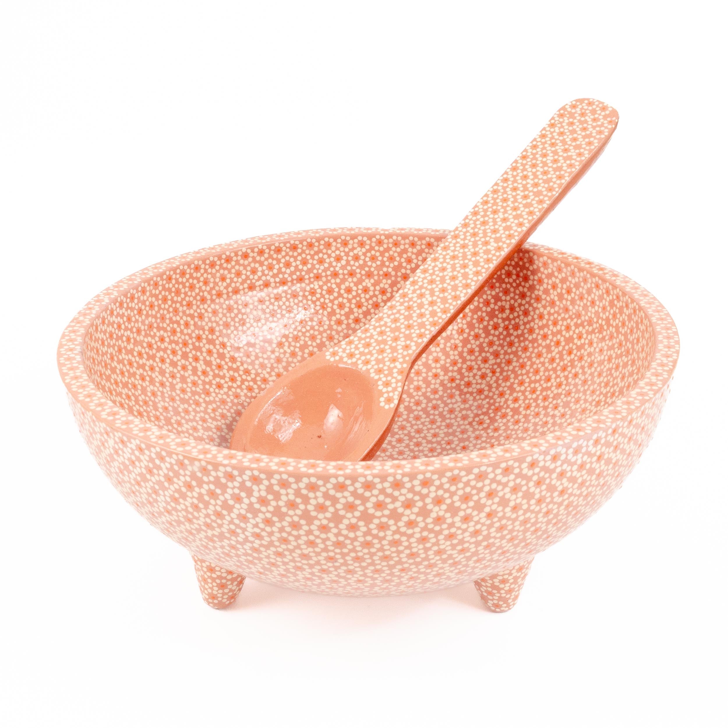 Large Capula Clay Molcajete Bowl and Matching Spoon