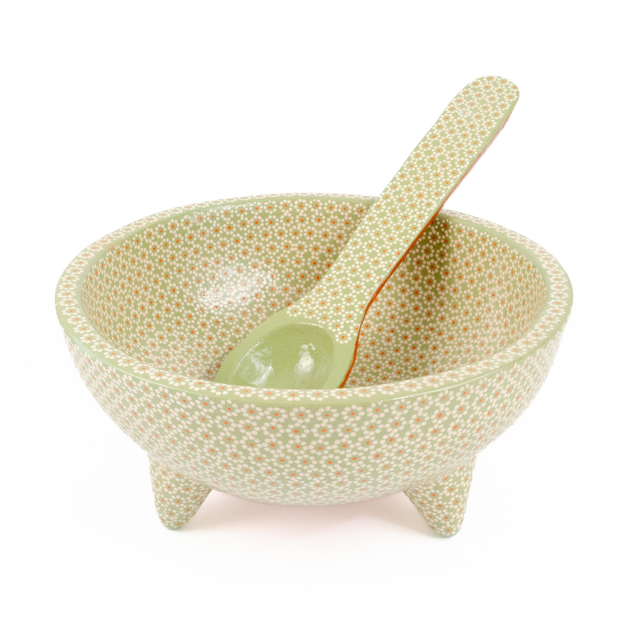 Large Capula Clay Molcajete Bowl and Matching Spoon