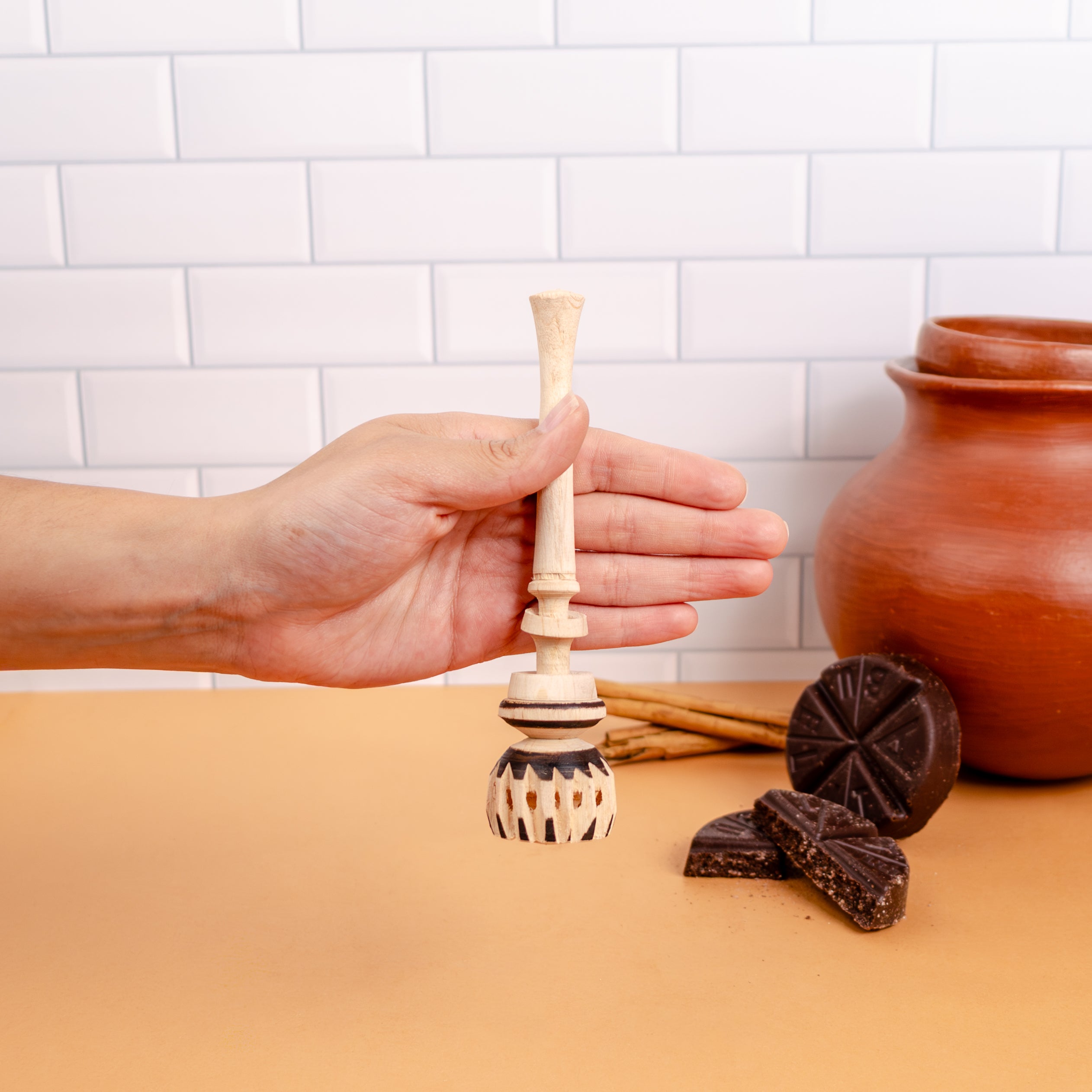 Small Natural Wooden Molinillo Whisk