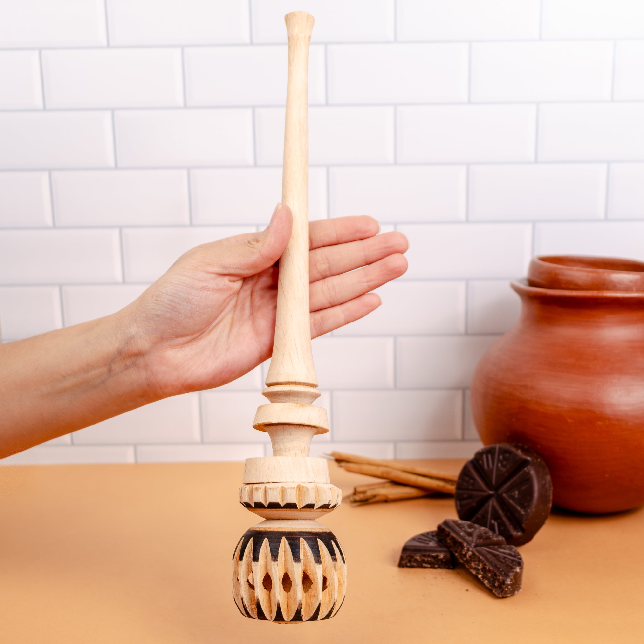 Natural Wooden Molinillo Whisk
