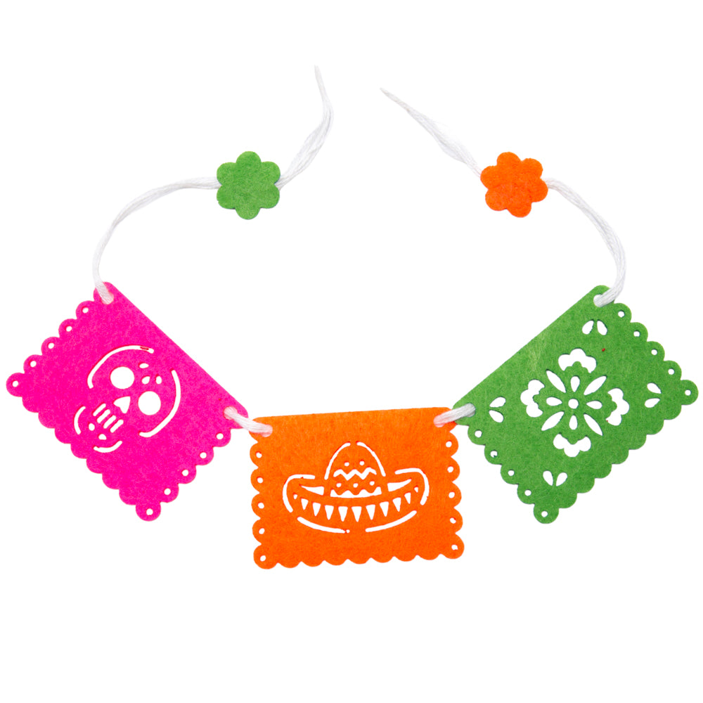 Día de Los Muertos Felt Mini Papel Picado Banner Magnet