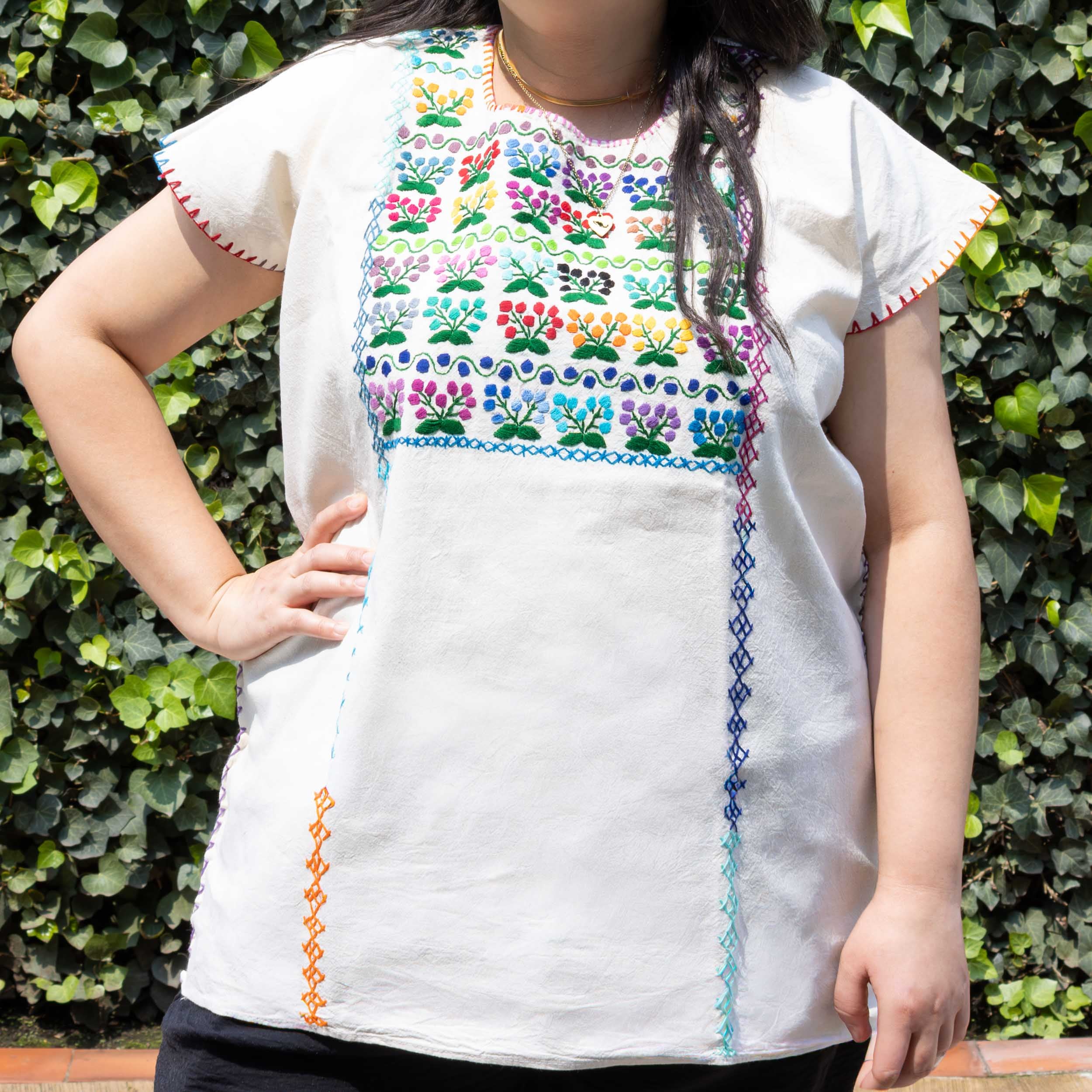 Amuzgo Hand-Embroidered Manta Blouse