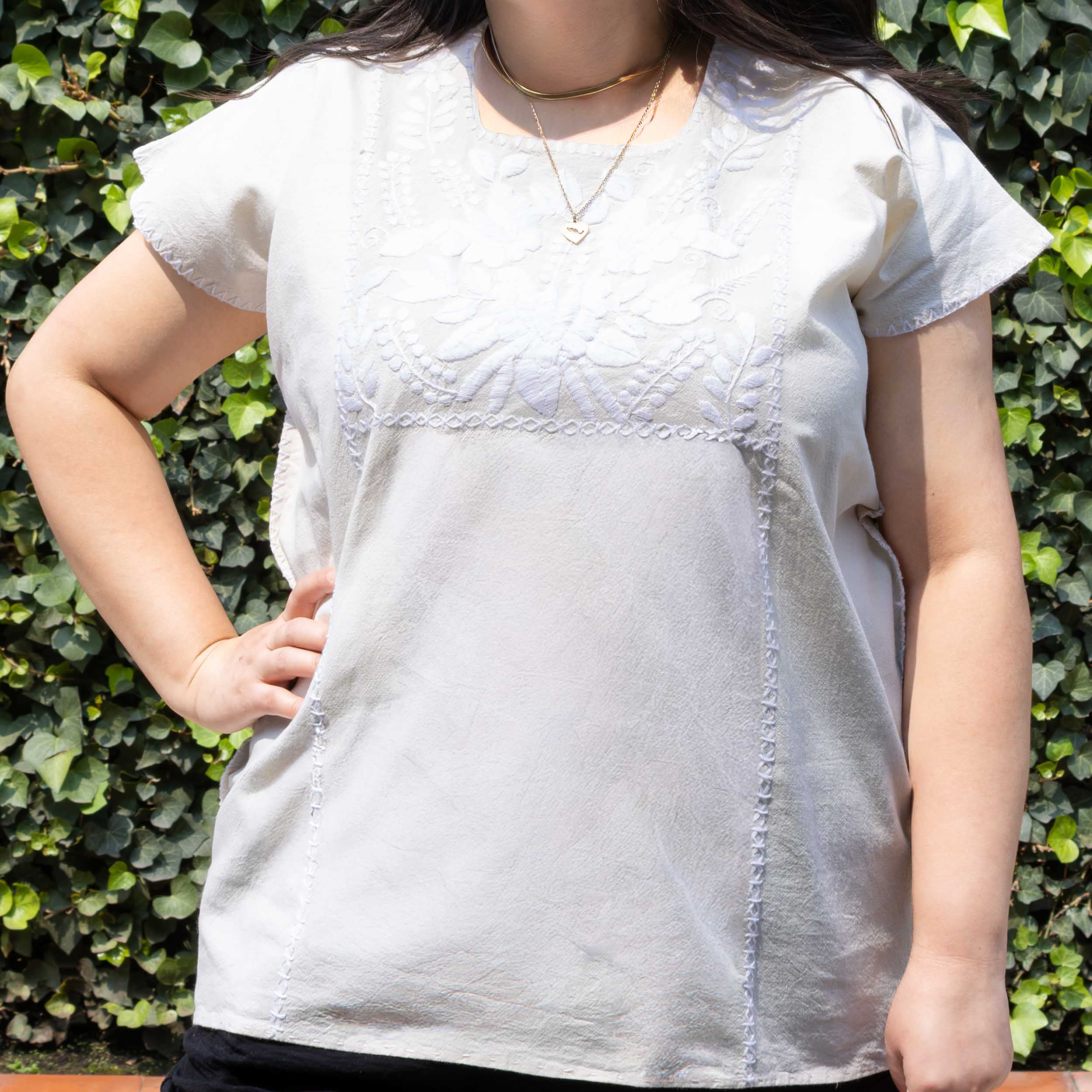 Amuzgo Hand-Embroidered Manta Blouse