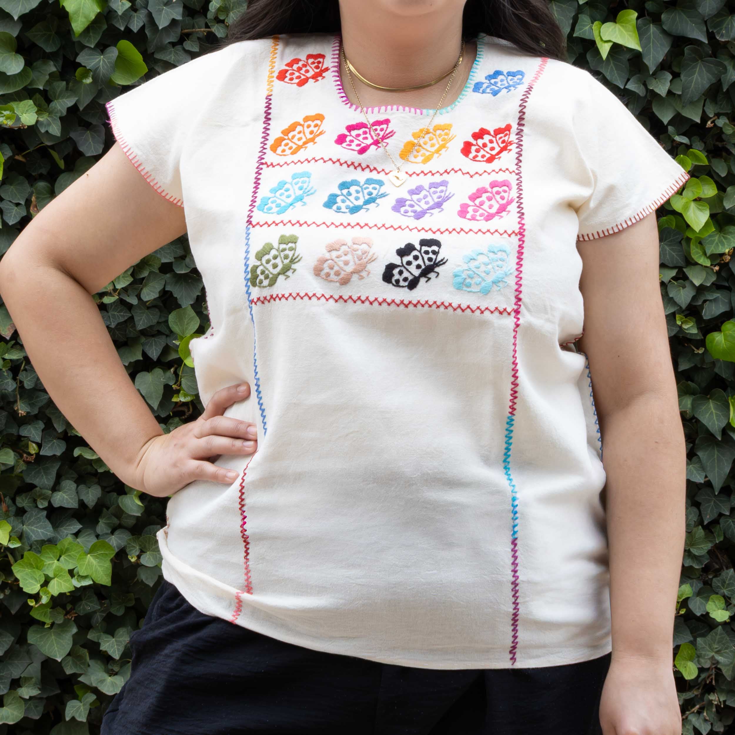 Amuzgo Hand-Embroidered Manta Blouse