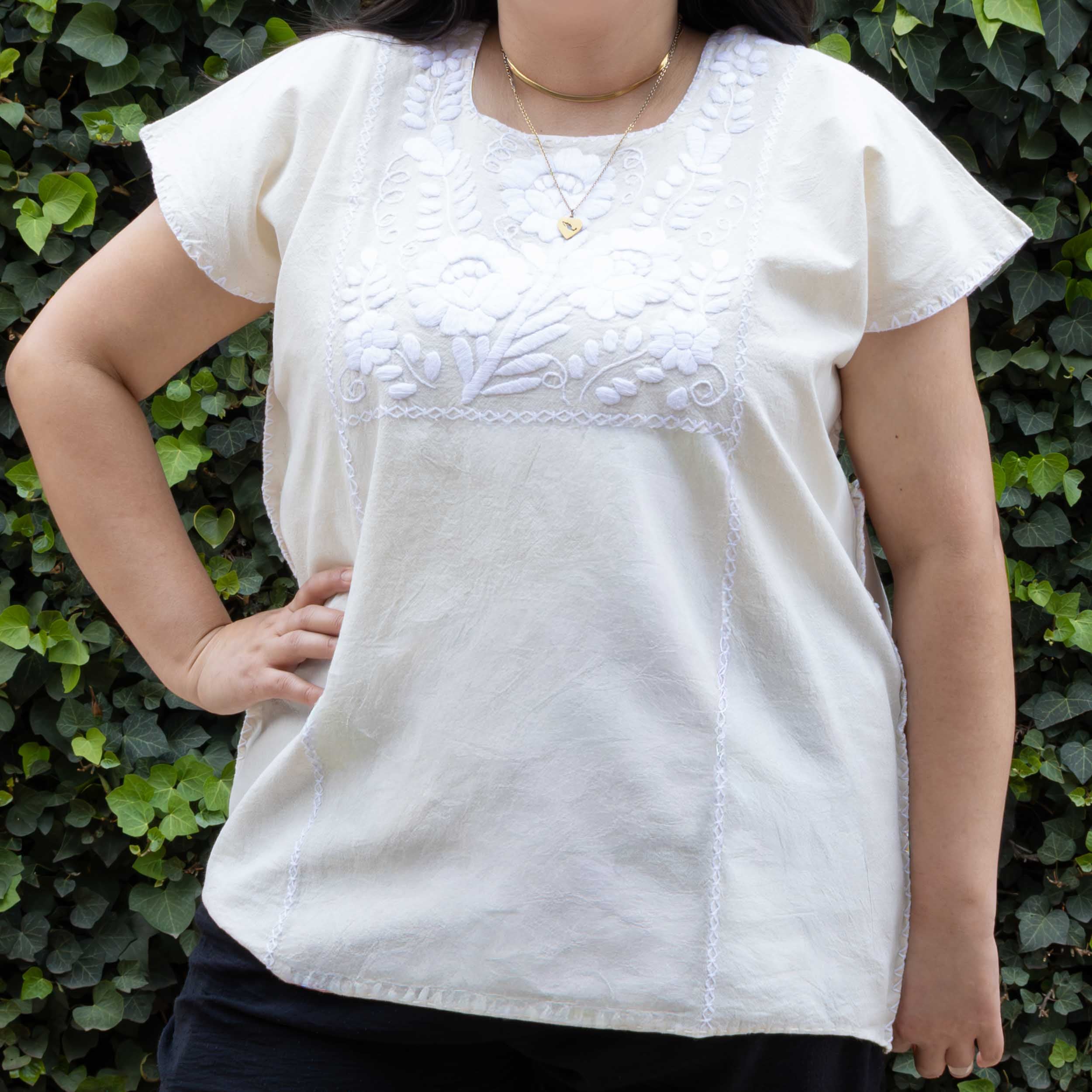 Amuzgo Hand-Embroidered Manta Blouse