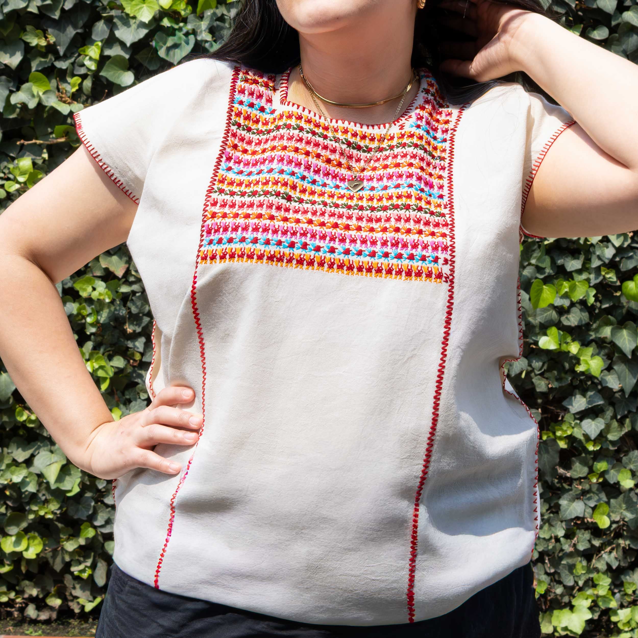 Amuzgo Hand-Embroidered Manta Blouse