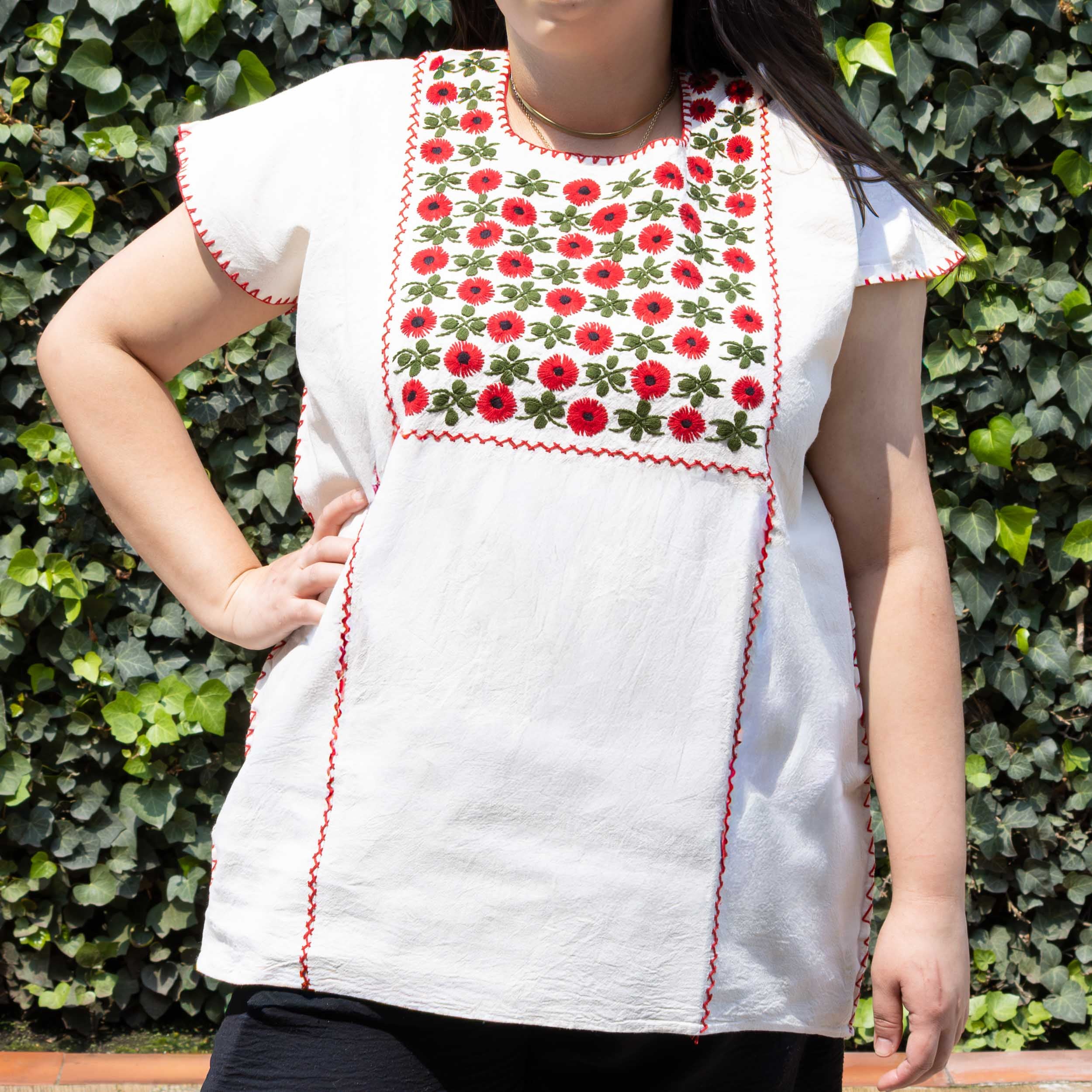 Amuzgo Hand-Embroidered Manta Blouse