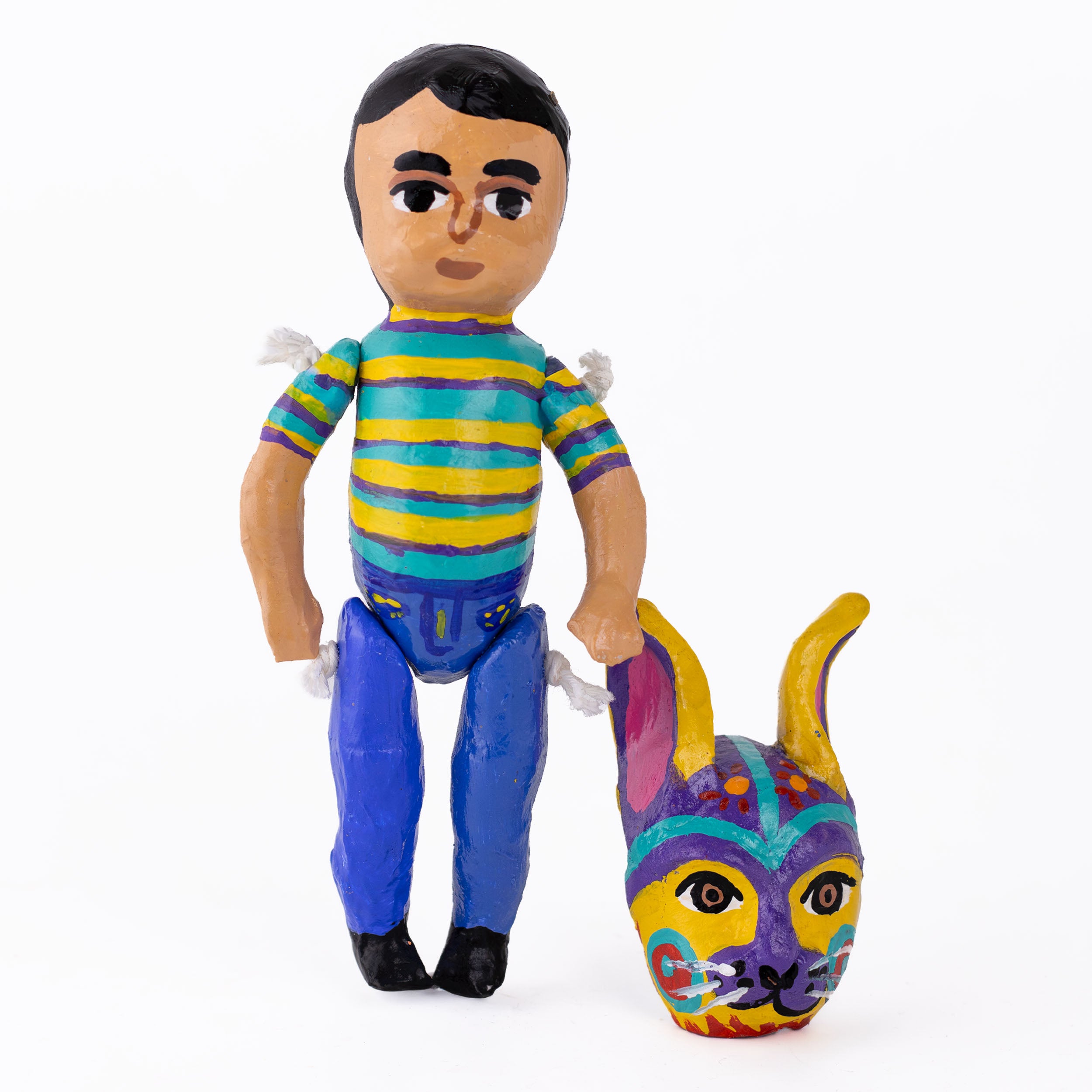 Papier Mache Nahuales Dolls Spirit Animals with Mask
