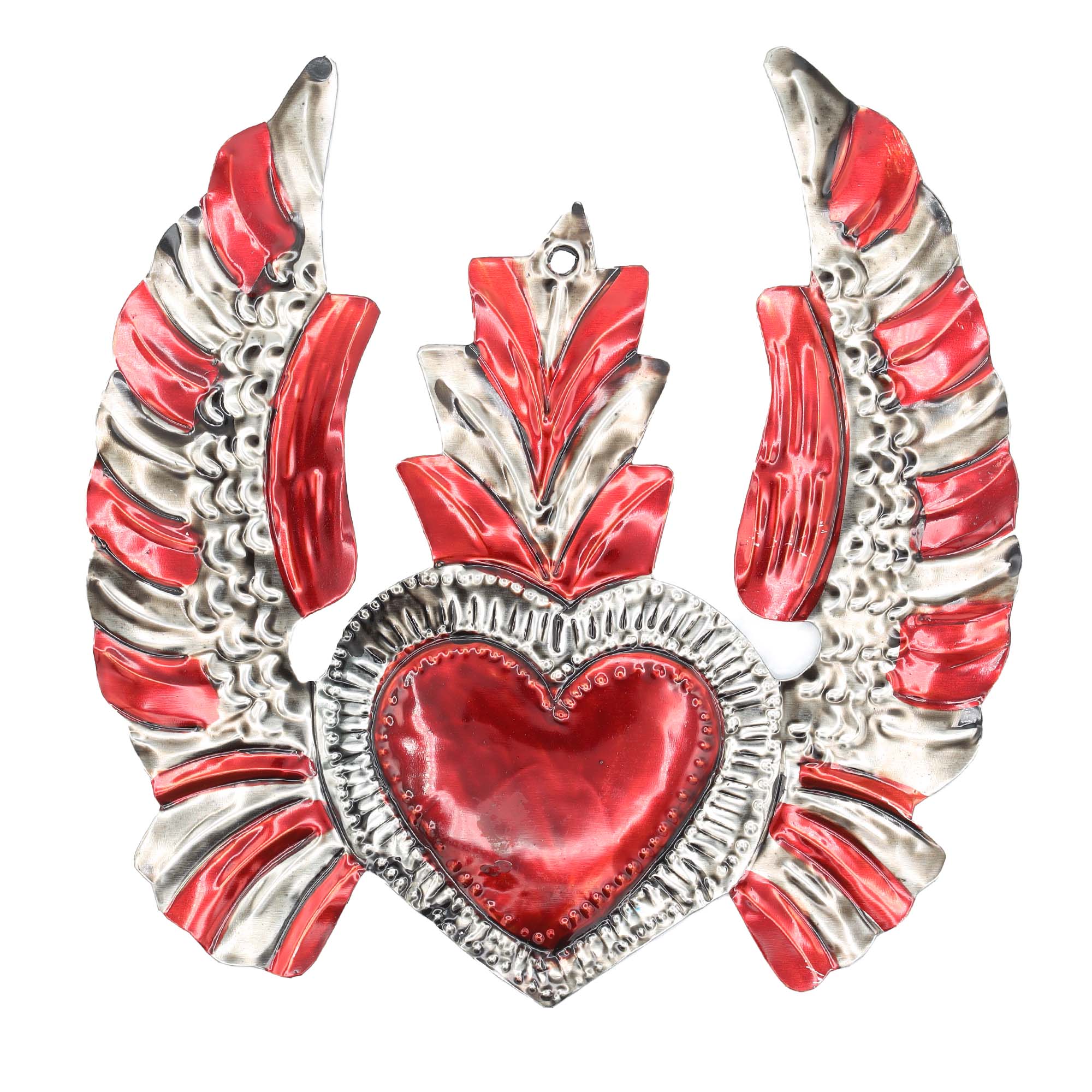 Large Winged Mexican Milagro Tin Hearts | Lolo Mexican Mercadito