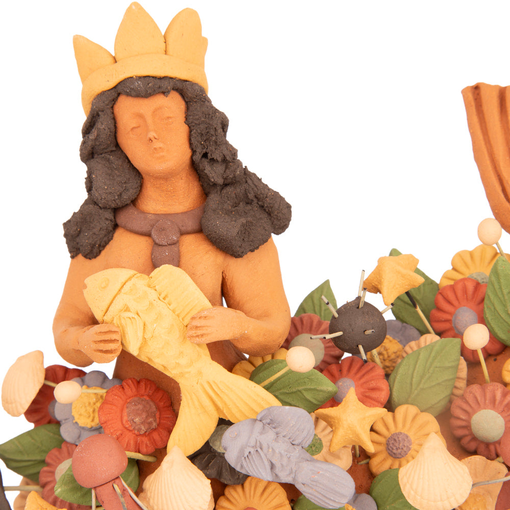 Tlanchana Barro Pigmentado Mermaid Clay Sculpture