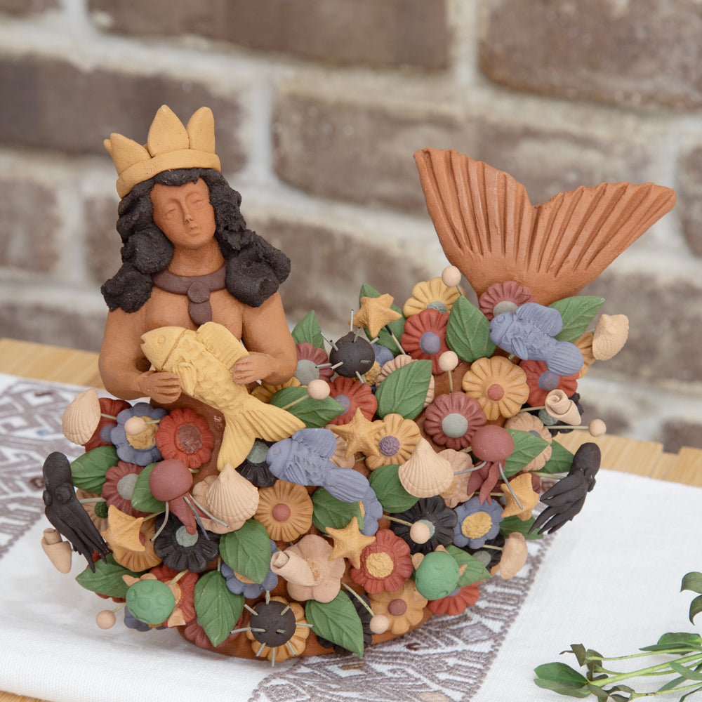 Tlanchana Barro Pigmentado Mermaid Clay Sculpture
