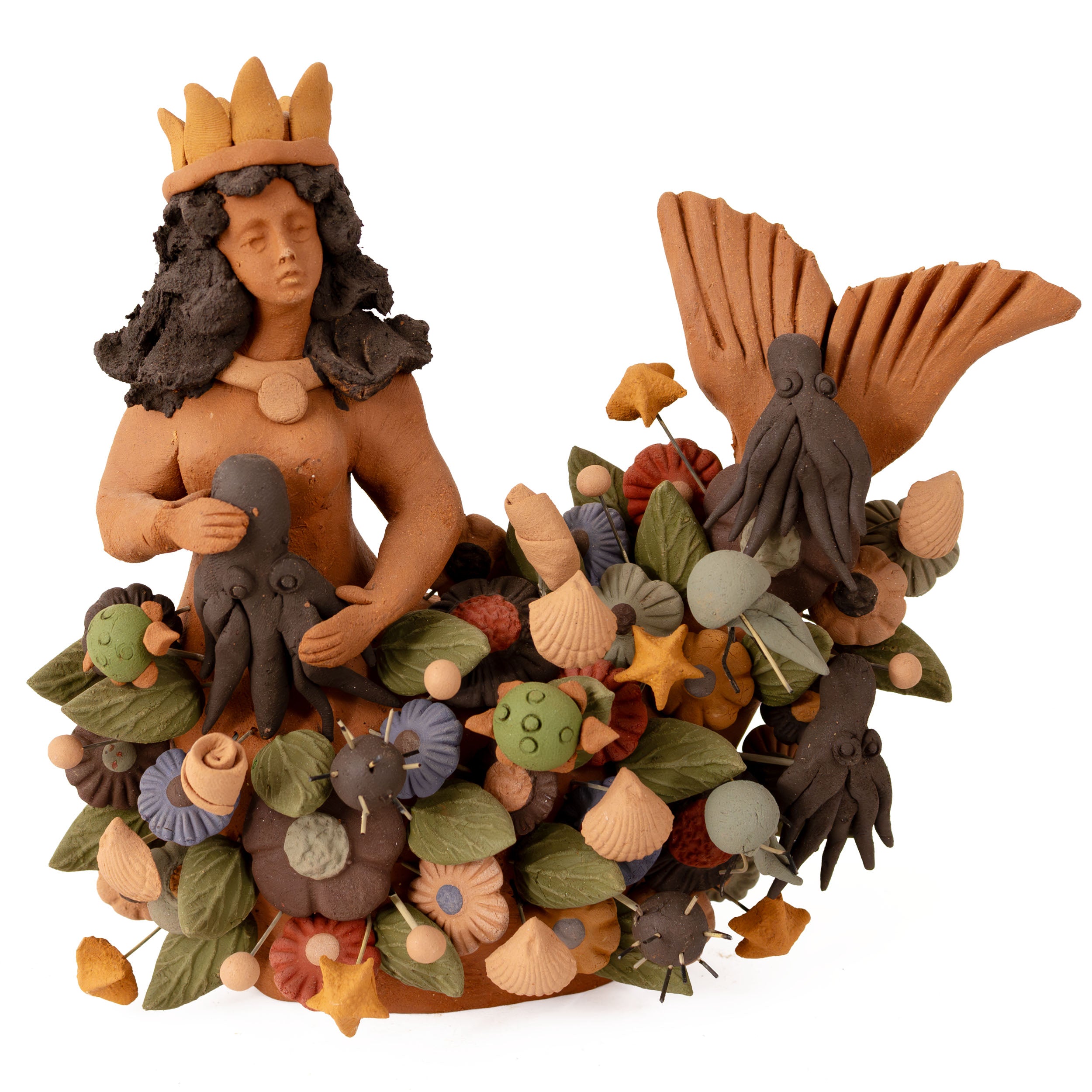 Tlanchana Barro Pigmentado Mermaid Clay Sculpture