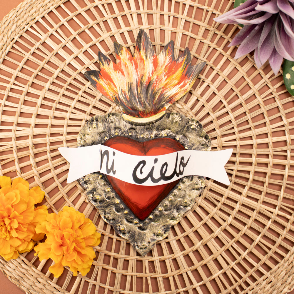 Mexican Milagro Tin Heart with Love Message