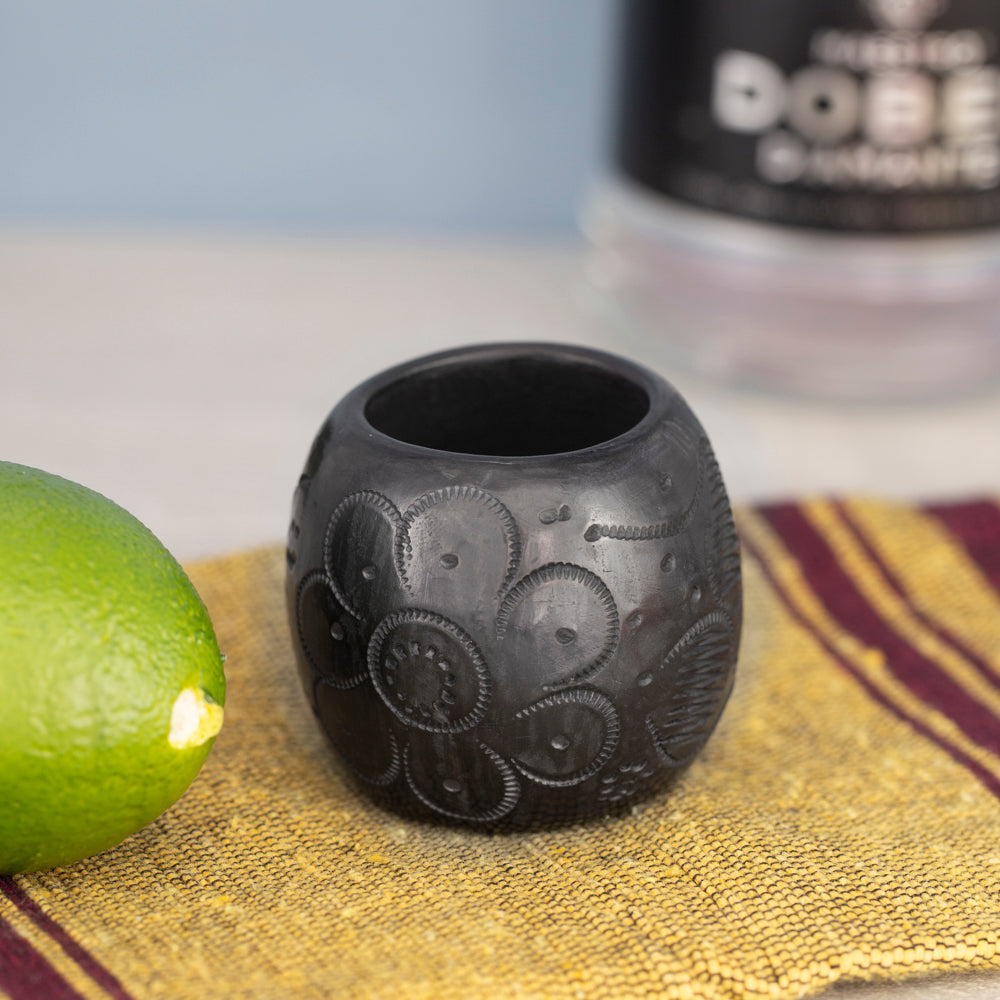 Barro Negro, Black Clay, Embossed Shot Glass