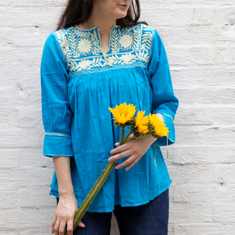 Carranza 3/4 Sleeve Embroidered Blouse