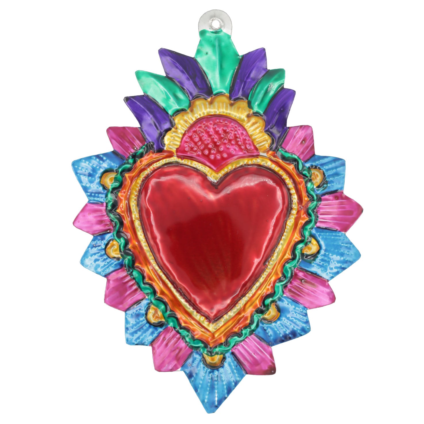 Large Mexican Crown Milagro Tin Hearts