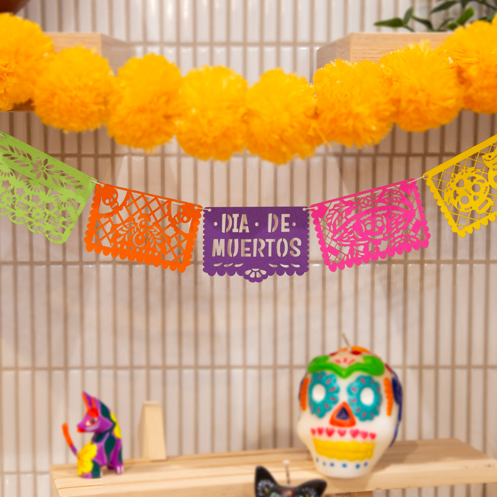 Mini Día de Muertos Papel Picado Cardboard Banner