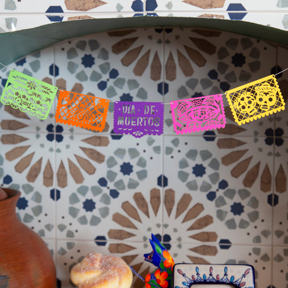 Mini Día de Muertos Papel Picado Cardboard Banner