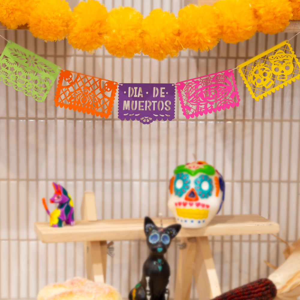 Mini Día de Muertos Papel Picado Cardboard Banner