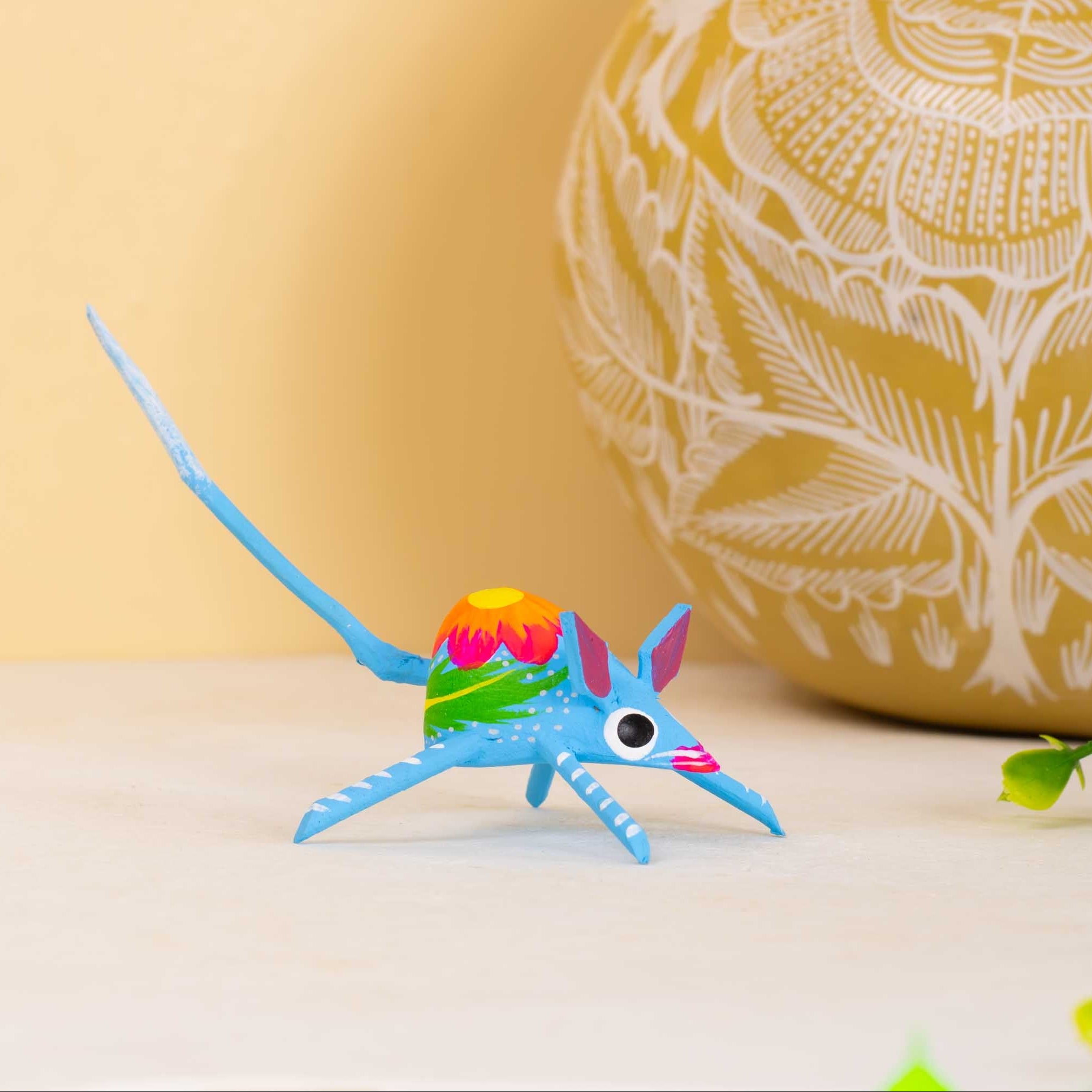 Hand Painted Mouse Wooden Figurine